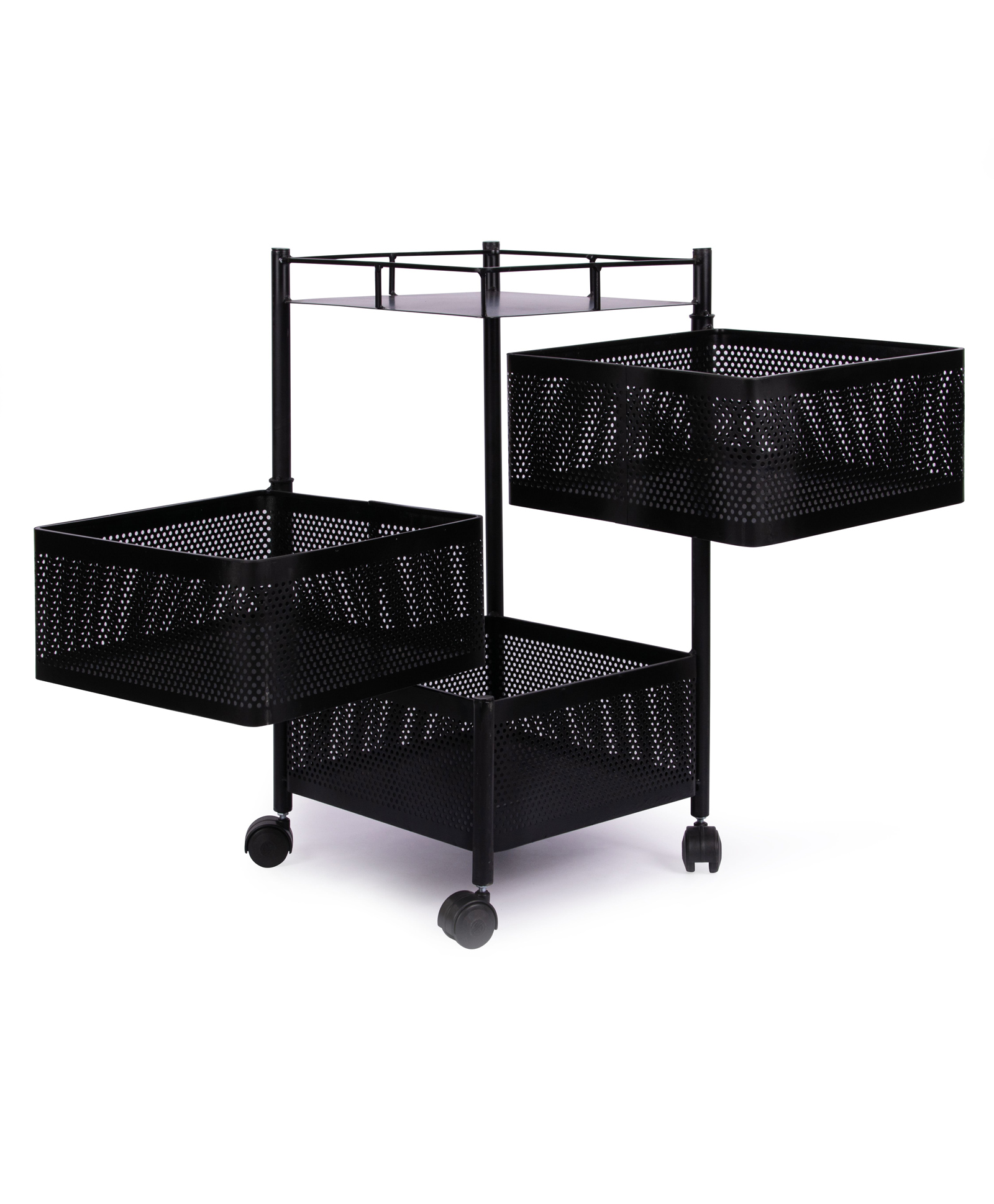 Rasvesh Multipurpose Storage Trolley, Kitchen Storage Rack, Revolving Vegetable Rack Square with Wheels , 3 layer black.-image-13