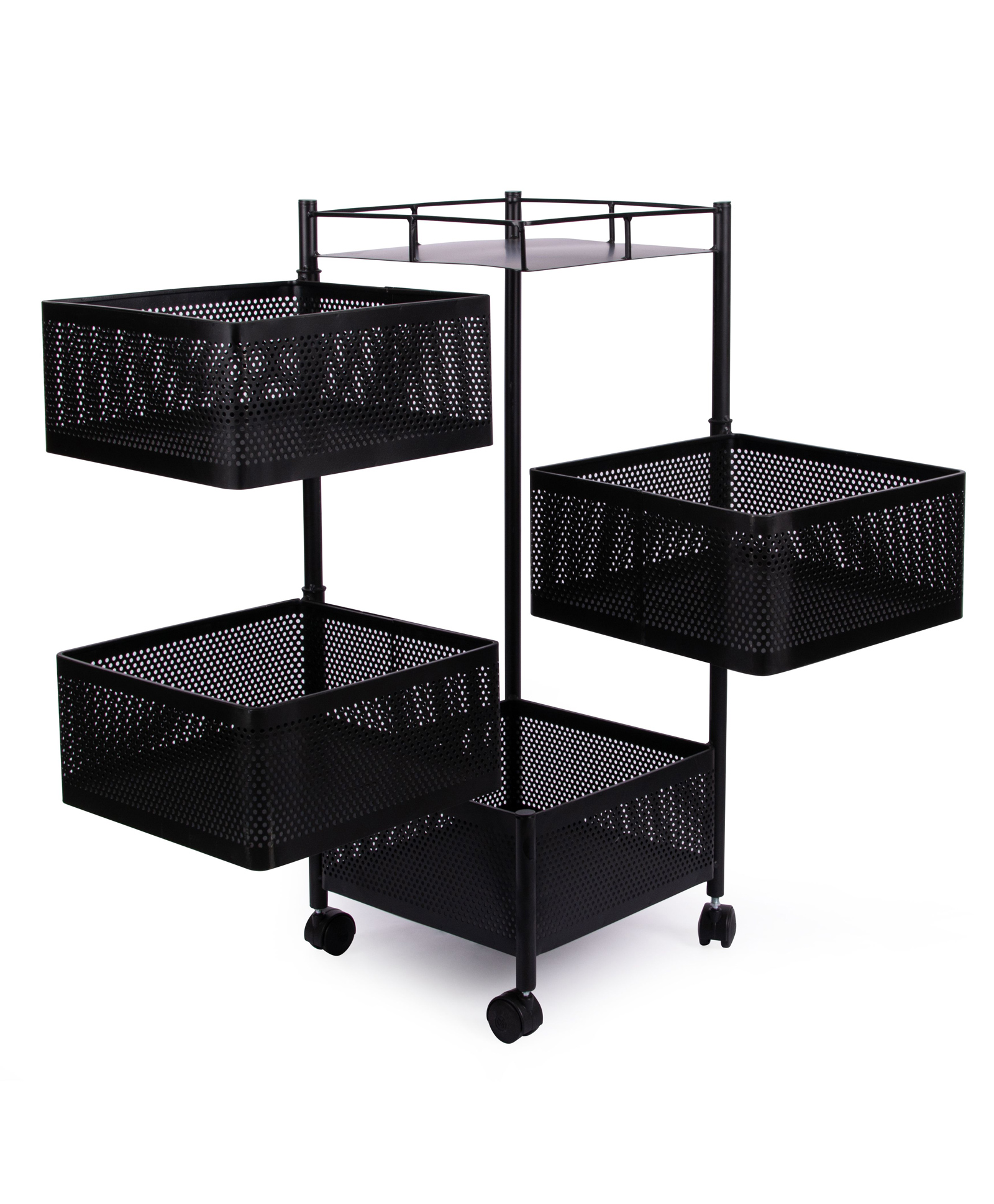 Rasvesh Multipurpose Storage Trolley, Kitchen Storage Rack, Revolving Vegetable Rack Square with Wheels , 4 layer black.-image-14