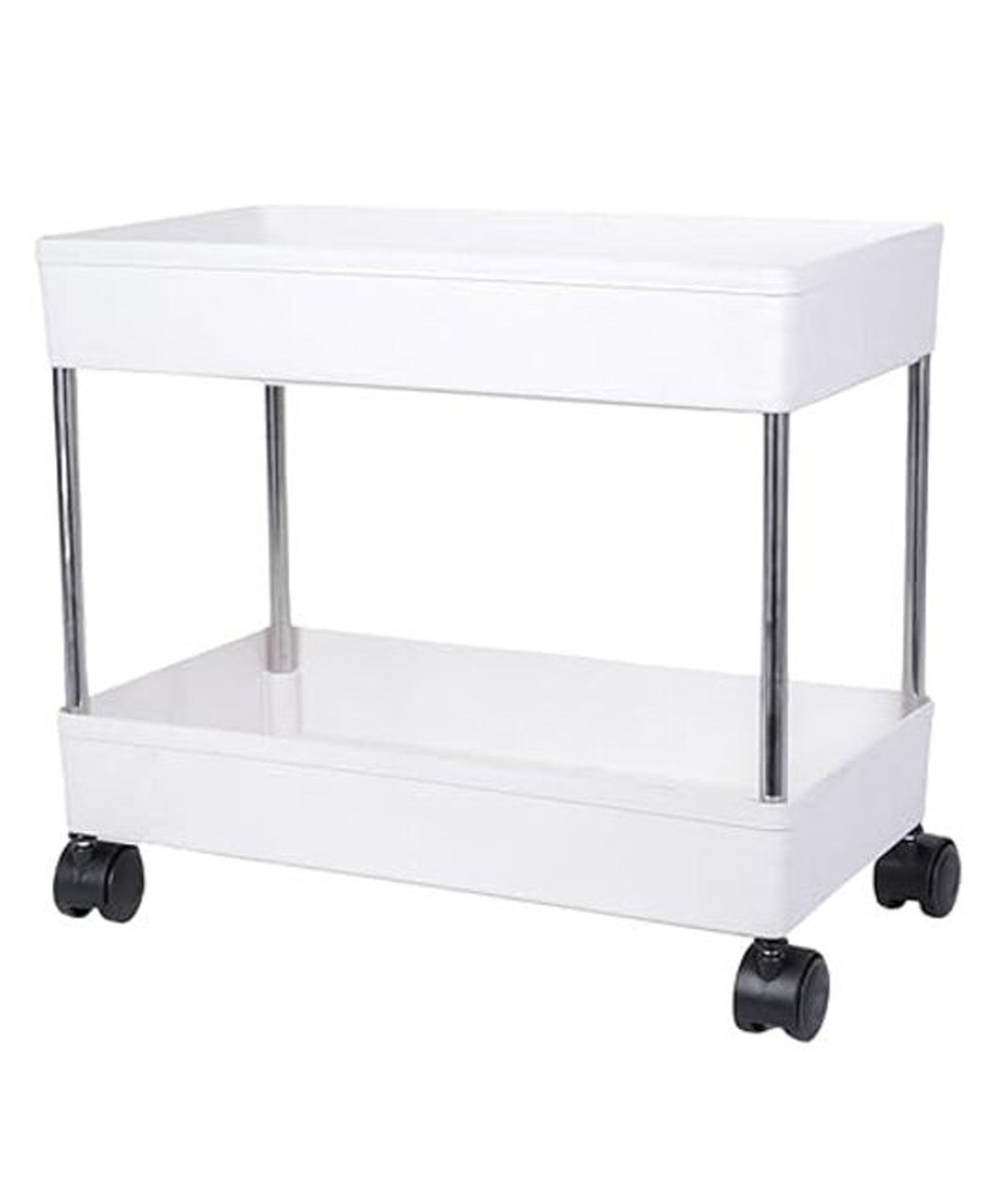 Rasvesh 2 Layer Mobile Storage Organizer Unbreakable Plastic Slim Rack with Wheels, White-image-31