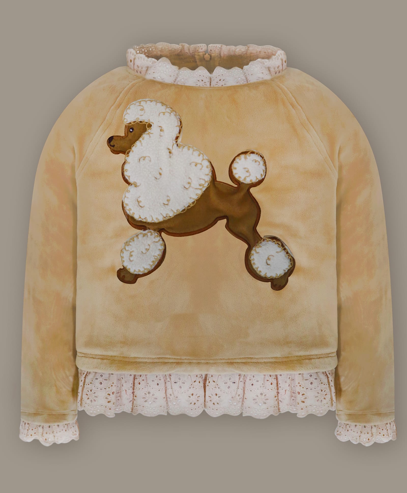 Cherry Crumble By Nitt Hyman Woven Full Sleeves Animal Embroidered Winter Sweatshirt - Brown-image-4