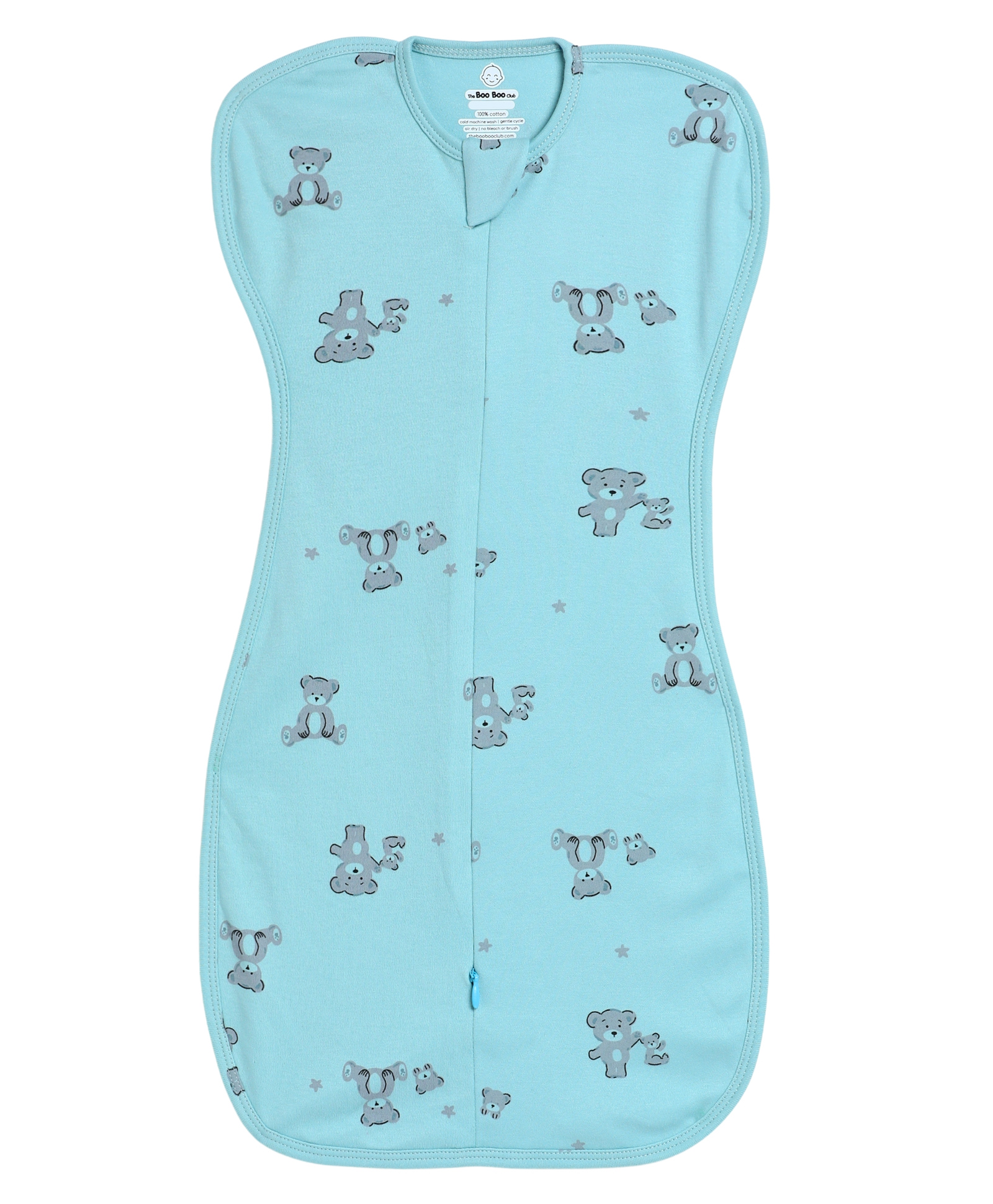 The Boo Boo Club Cotton Bland Knit Printed Arms Up Swaddle Sleeping Pod for Baby - Blue-image-2