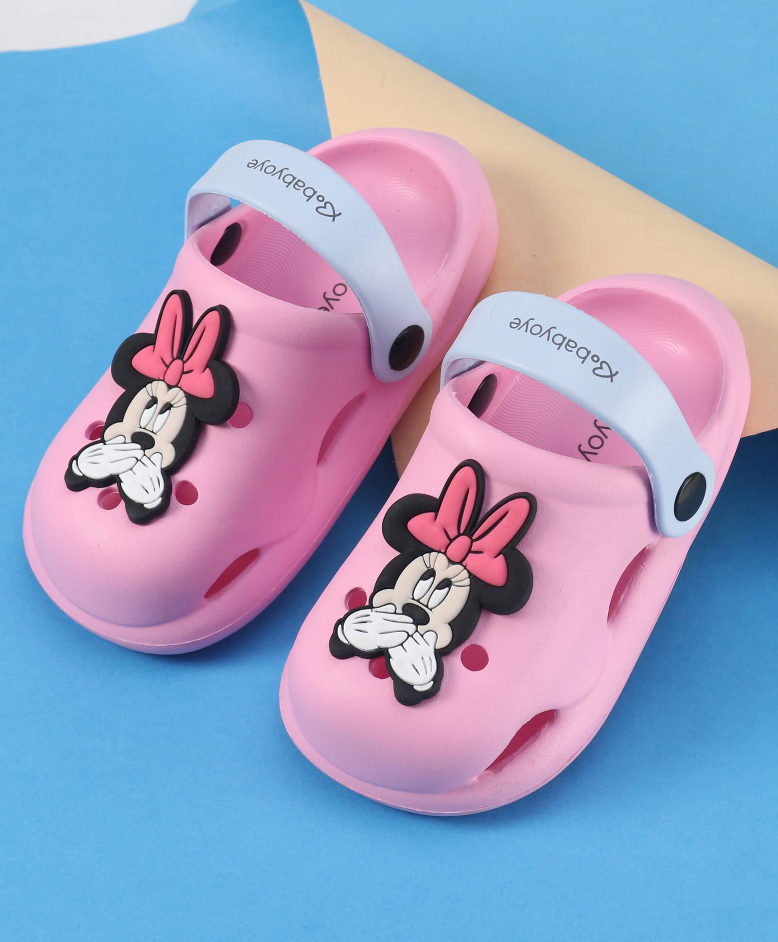 Babyoye Disney Clogs with Minnie Mouse Applique - Pink & Blue-picture-17