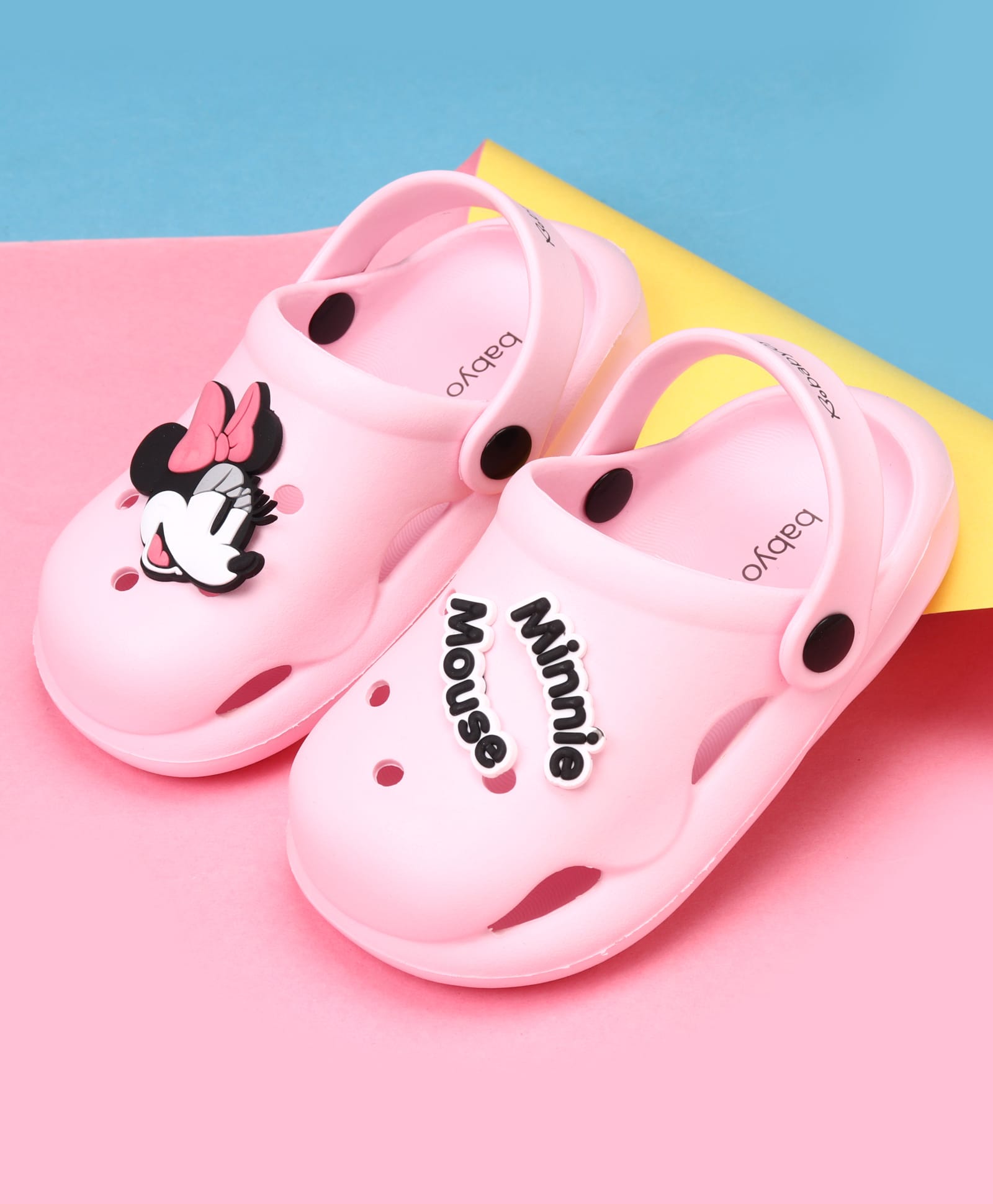 Babyoye Disney Clogs with Minnie Mouse Applique - Pink-image-8