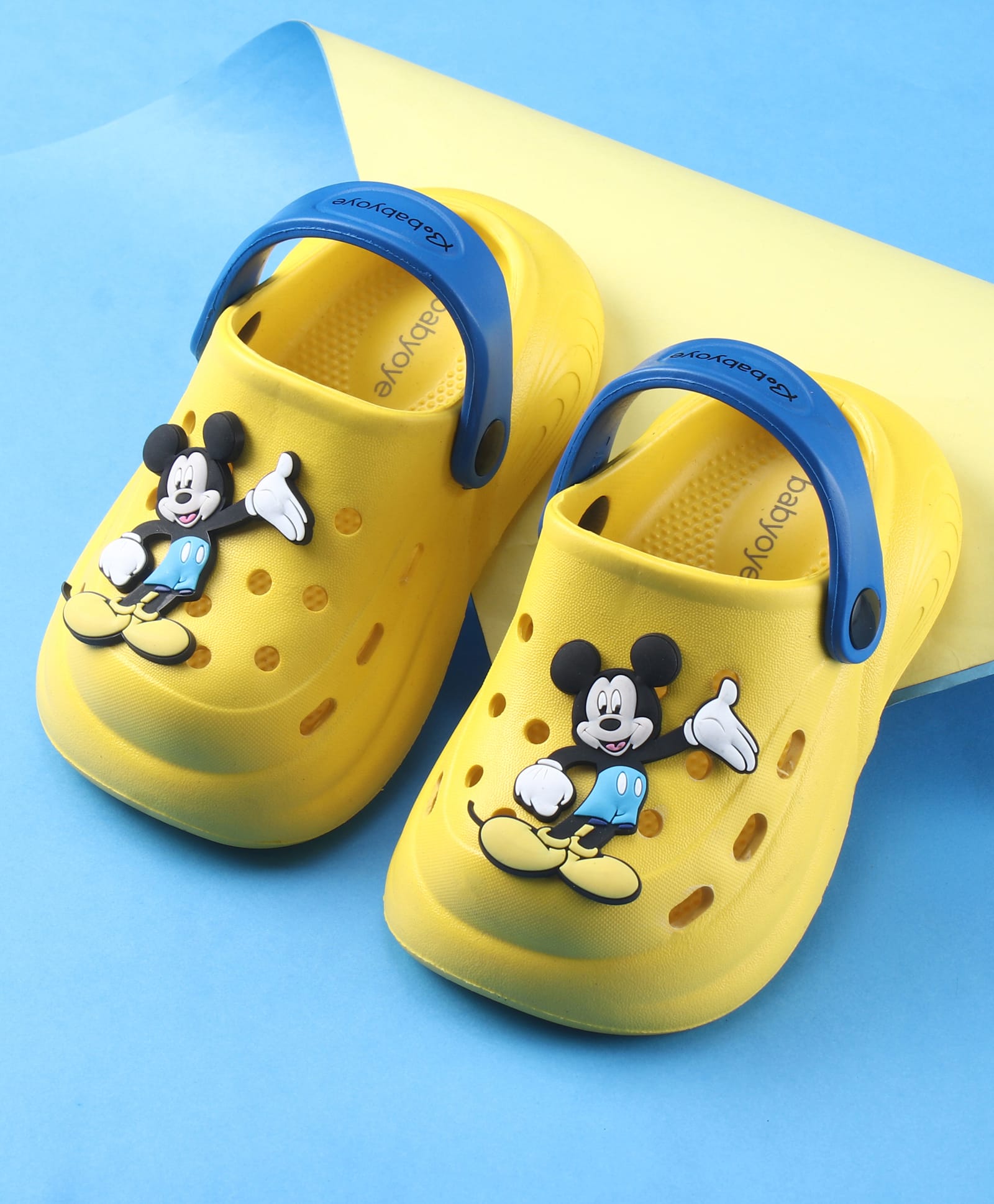 Babyoye Disney Back Strap Closure Clogs With Micky Mouse Applique - Yellow & Blue-picture-15