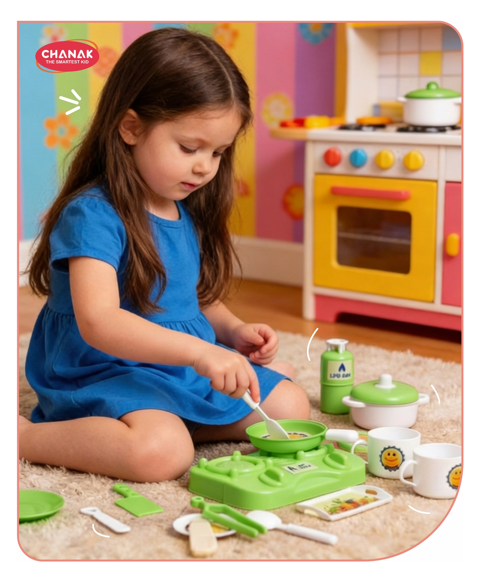 Aditi Toys Kitchen Fresh Cook Set Bag for Kids, Pretend Play Cooking Toy with Mini Utensils & Gas Stove, Cylinder, Frying pan, Serving Tray, Kitchen Role Play Toy Set for Kids - Green-picture-22