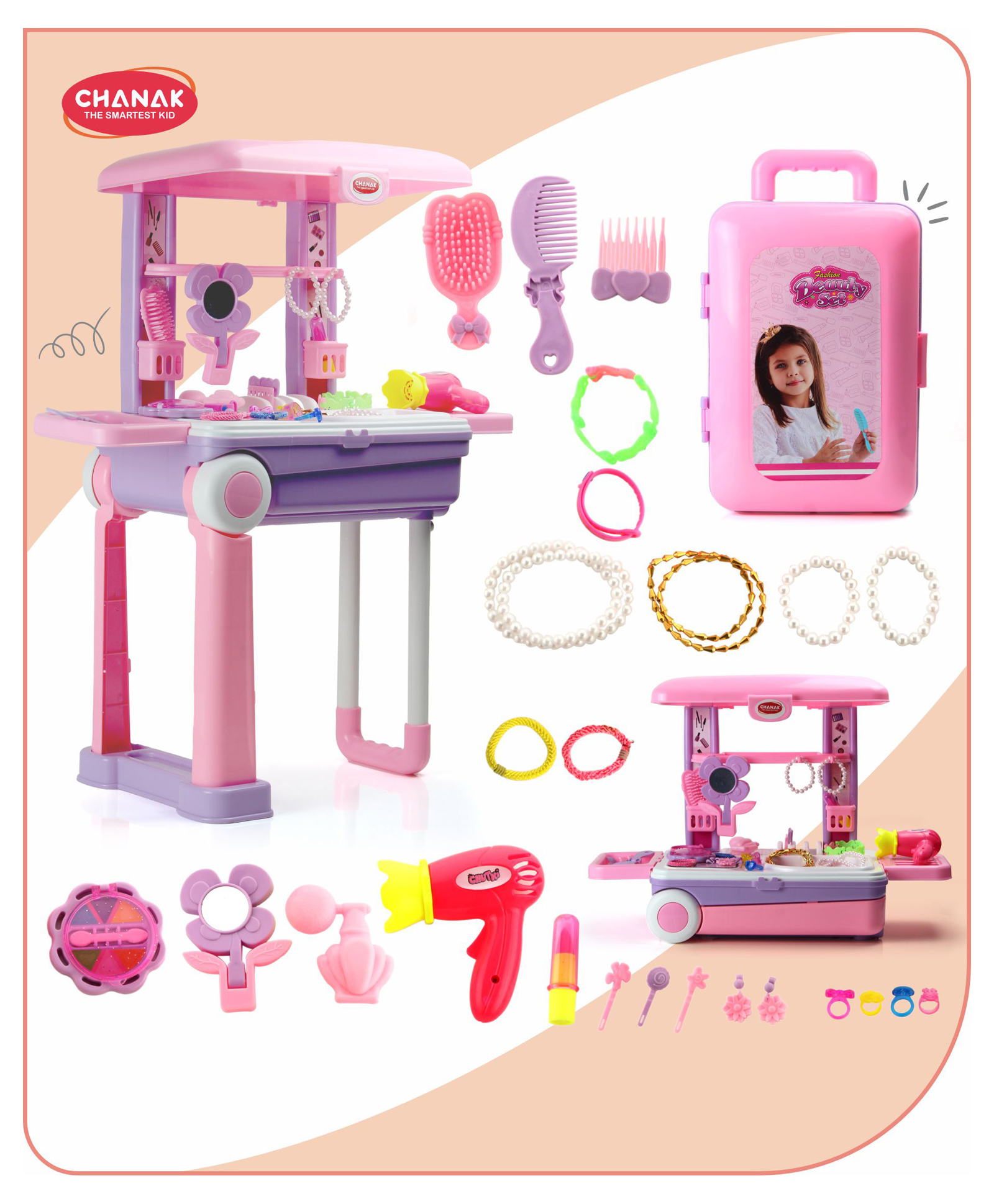 Aditi Toys Beauty Set Suitcase On Wheel for Girls, Makeup Kit is Easy to Clean & Use, Portable Beauty Set with 25 Pieces for 3 Years BIS Approved. (Beauty Set Trolley)-picture-13