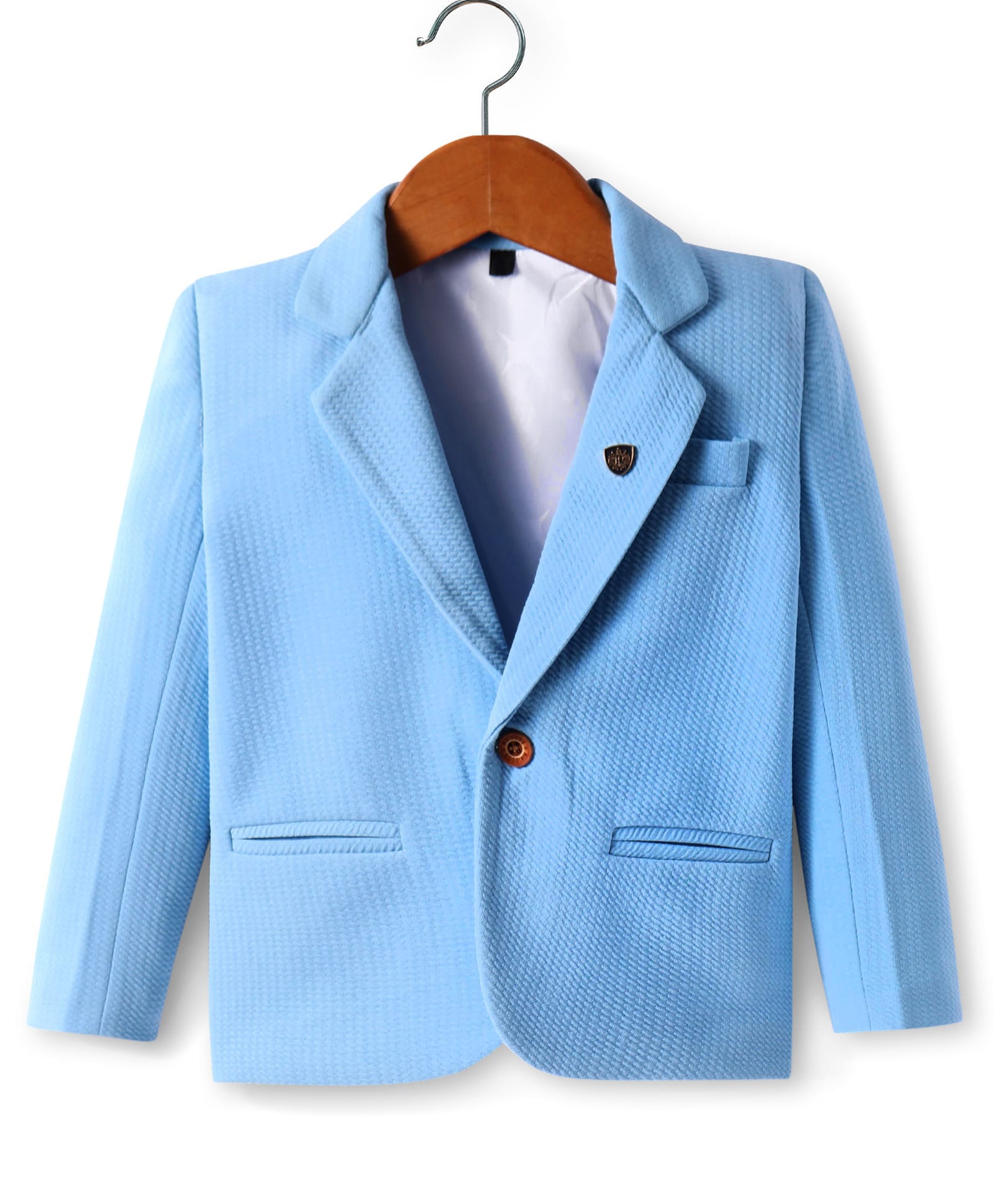 Rikidoos Cotton Woven Full Sleeves Solid Party Blazer - Light Blue-picture-14