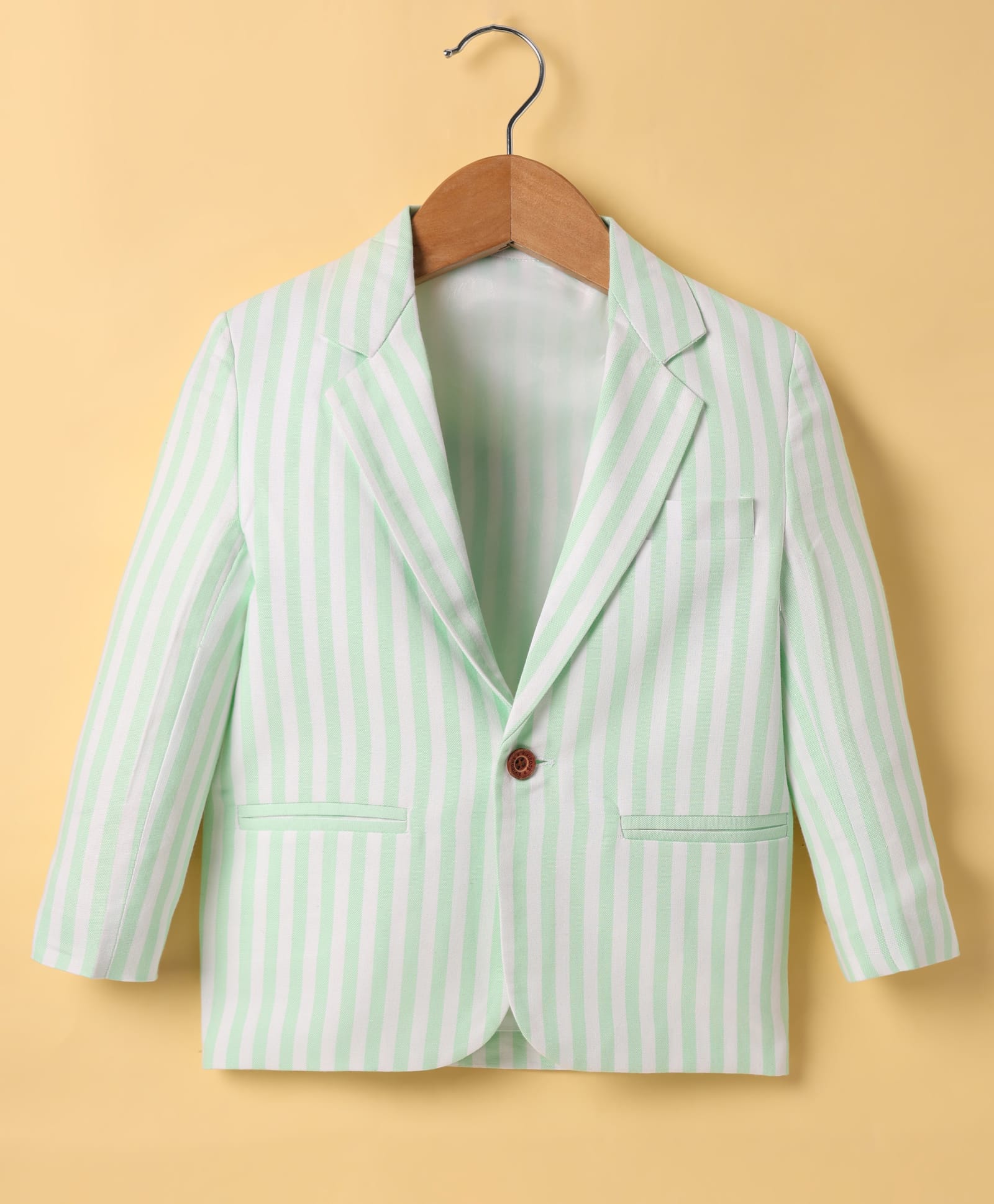Rikidoos Cotton Woven Full Sleeves Striped Blazer - Sea Green-picture-24