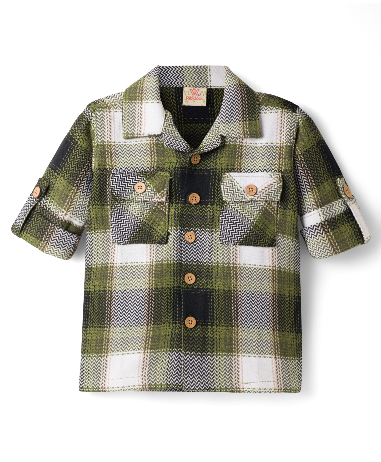 Rikidoos Cotton Woven Full Sleeves Checkered Shirt - Green-picture-16