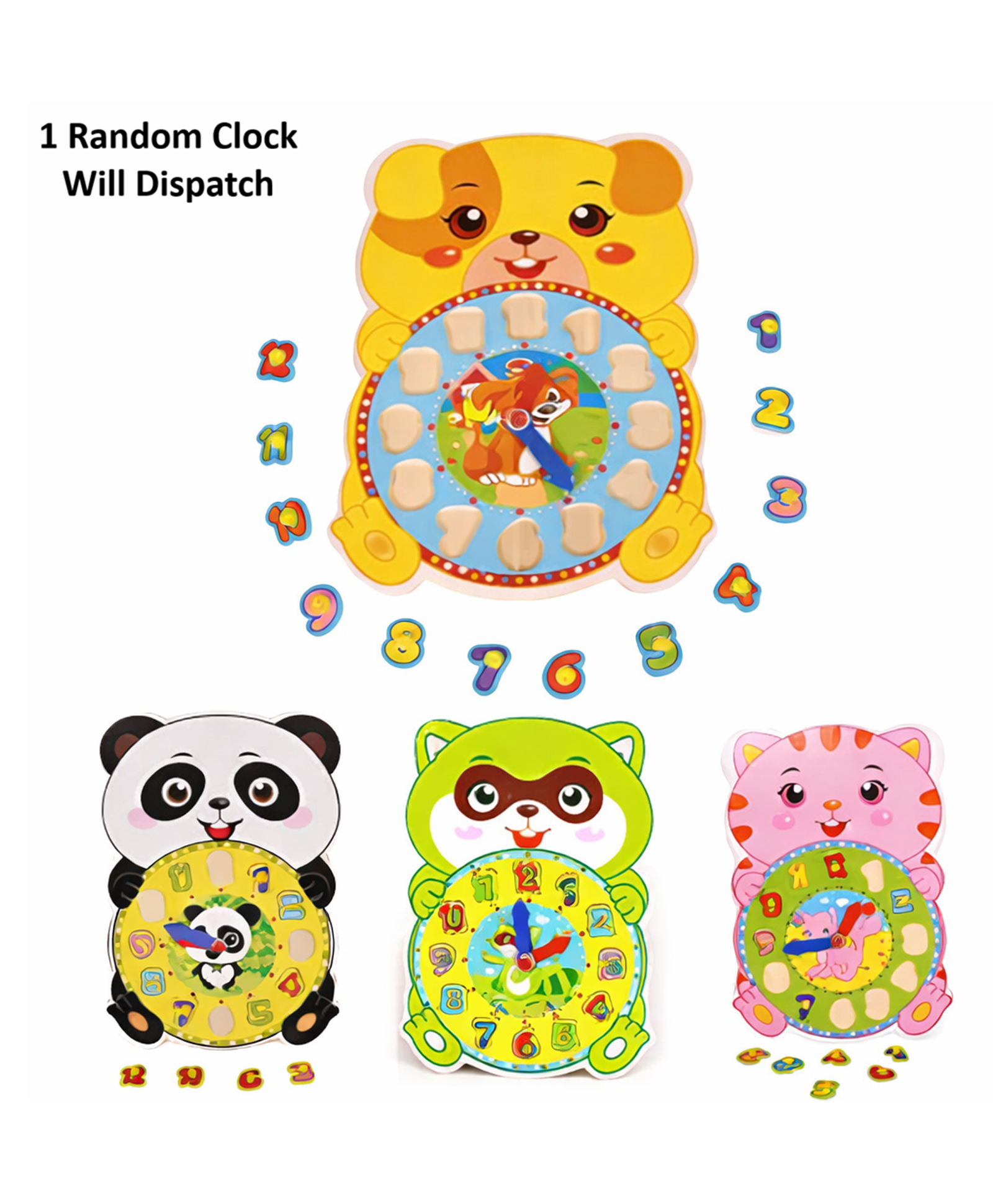 Sanjary Wooden Animal Clock Puzzle Toy for Kids Early Learning Numbers Time Recognition Educational Montessori Gift Preschool Toddler Colorful Interactive Durable color design may vary-image-40
