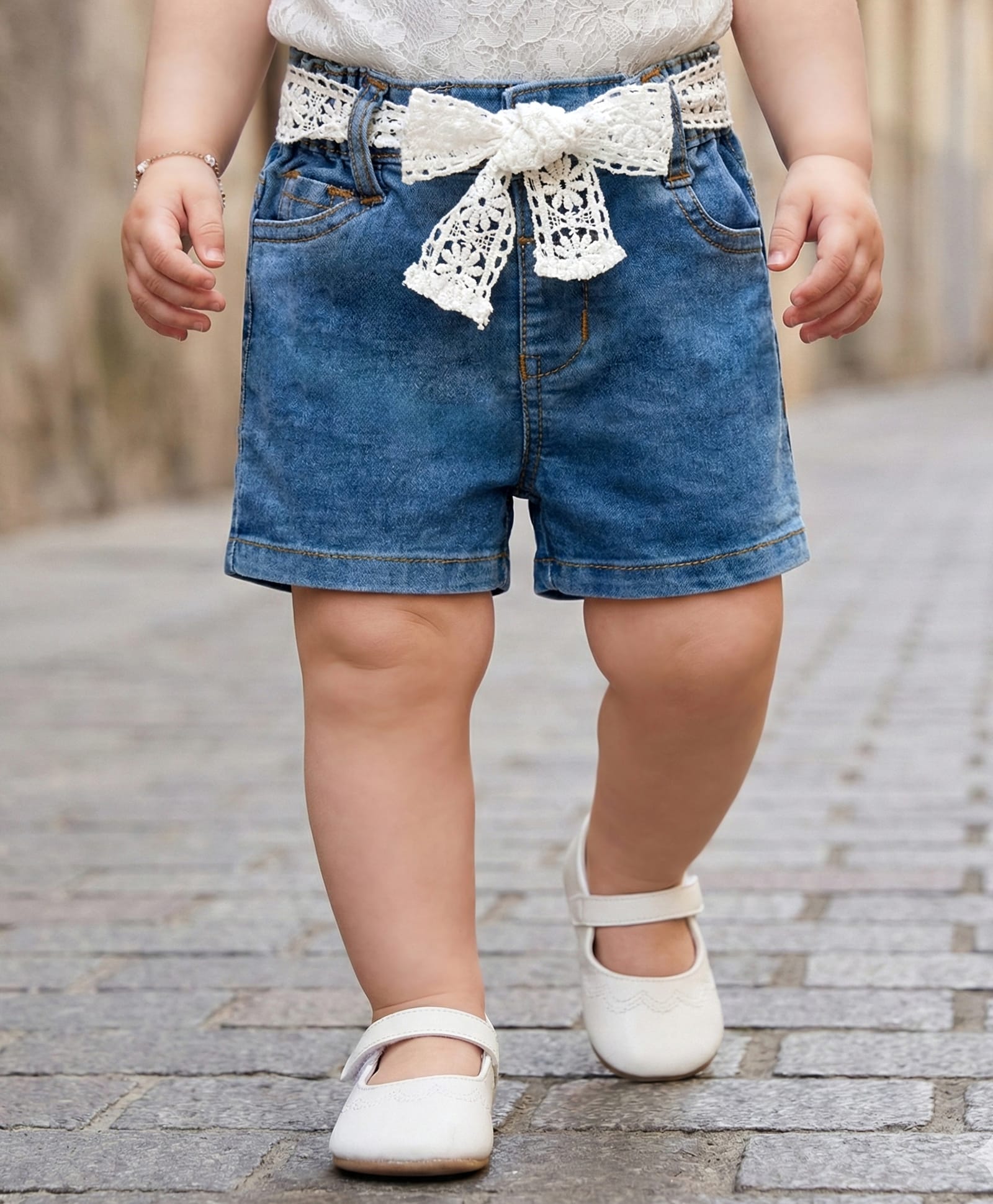 Babyoye Lycra Woven Denim Shorts - Blue-image-30
