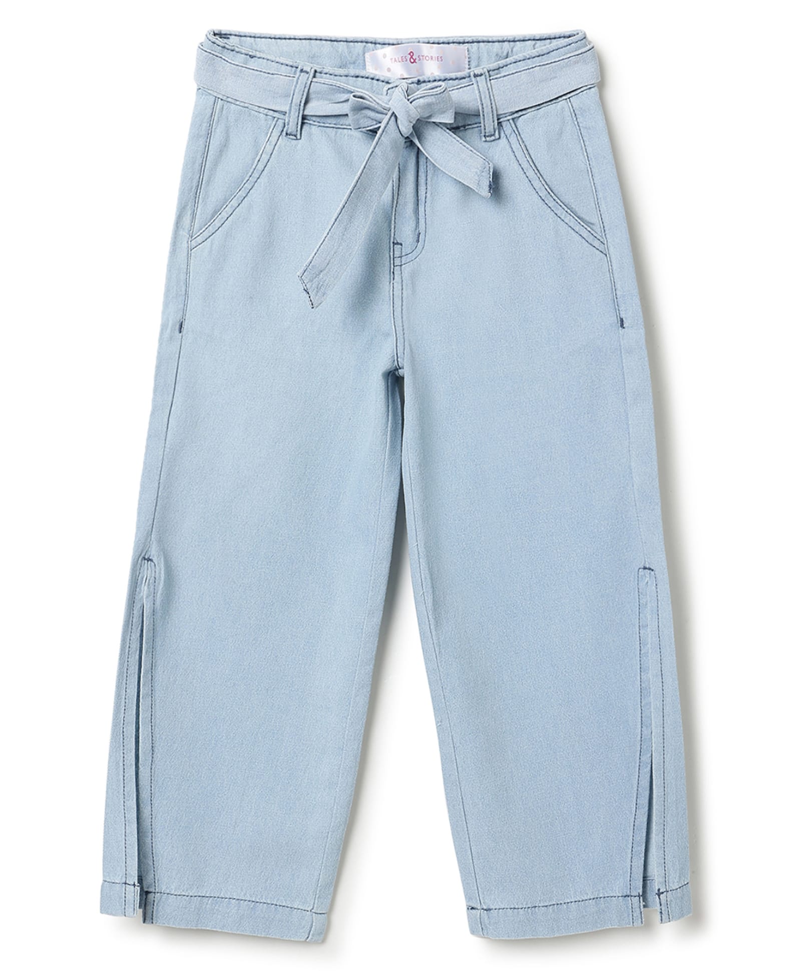 Tales & Stories Denim Woven Washed Jeans with Belt - Light Blue-picture-37