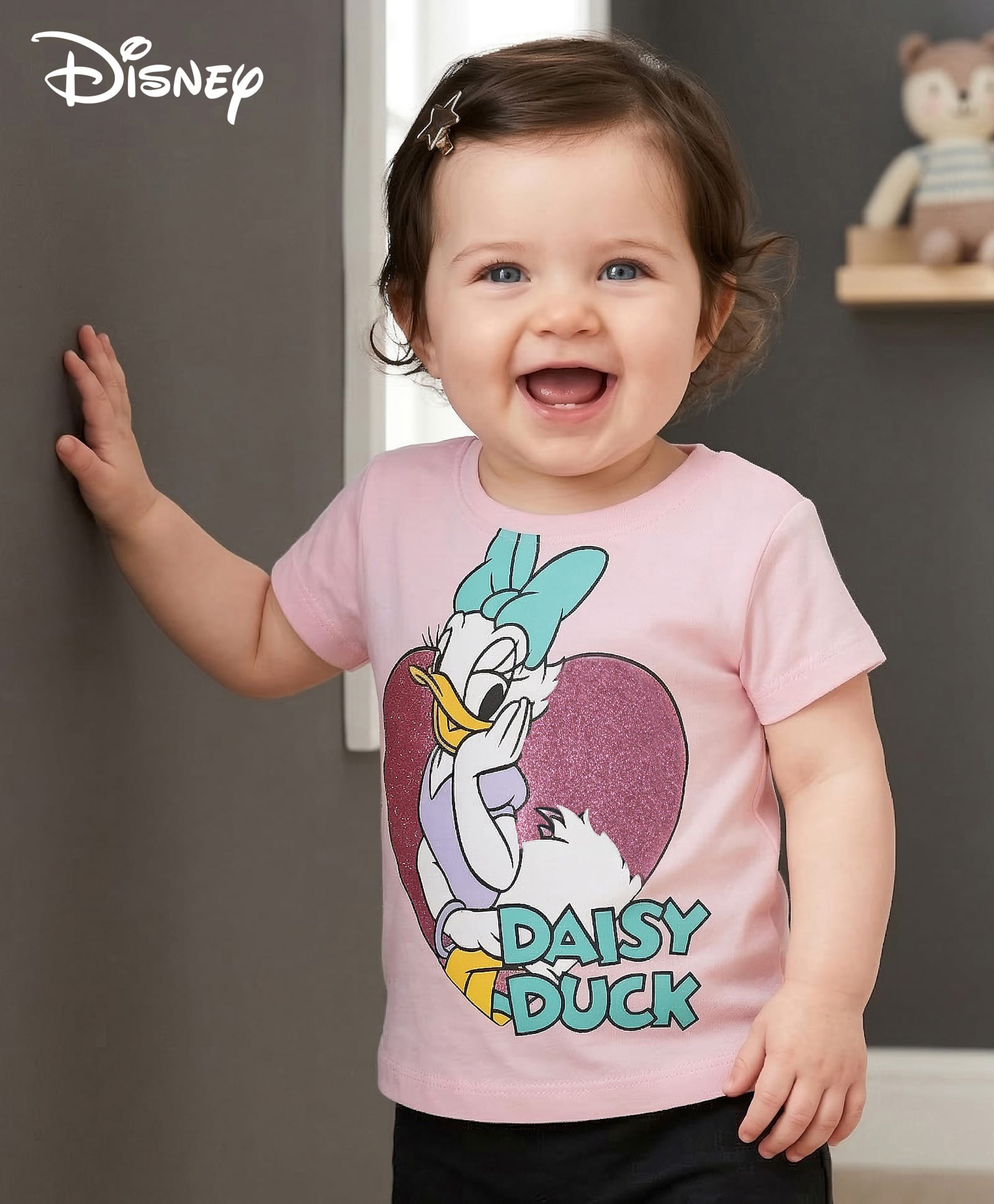 Pine Kids Disney Single Jersey Knit Half Sleeves T-Shirt with Daisy Duck Graphic - Pink-image-37