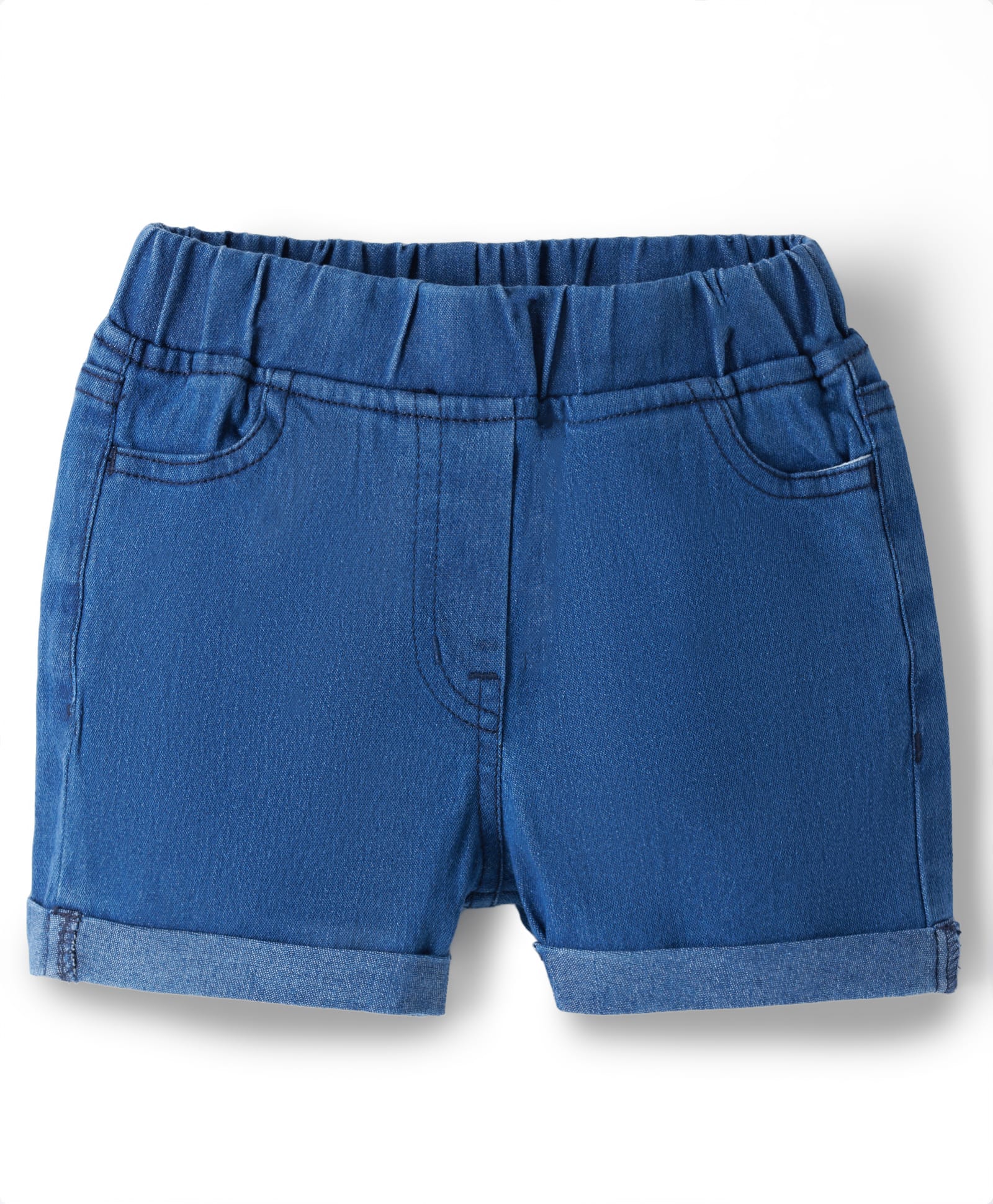 kookie kids india Kookie Kids Solid Color Denim Rollup Shorts with Elasticated Waist - Navy Blue-picture-22