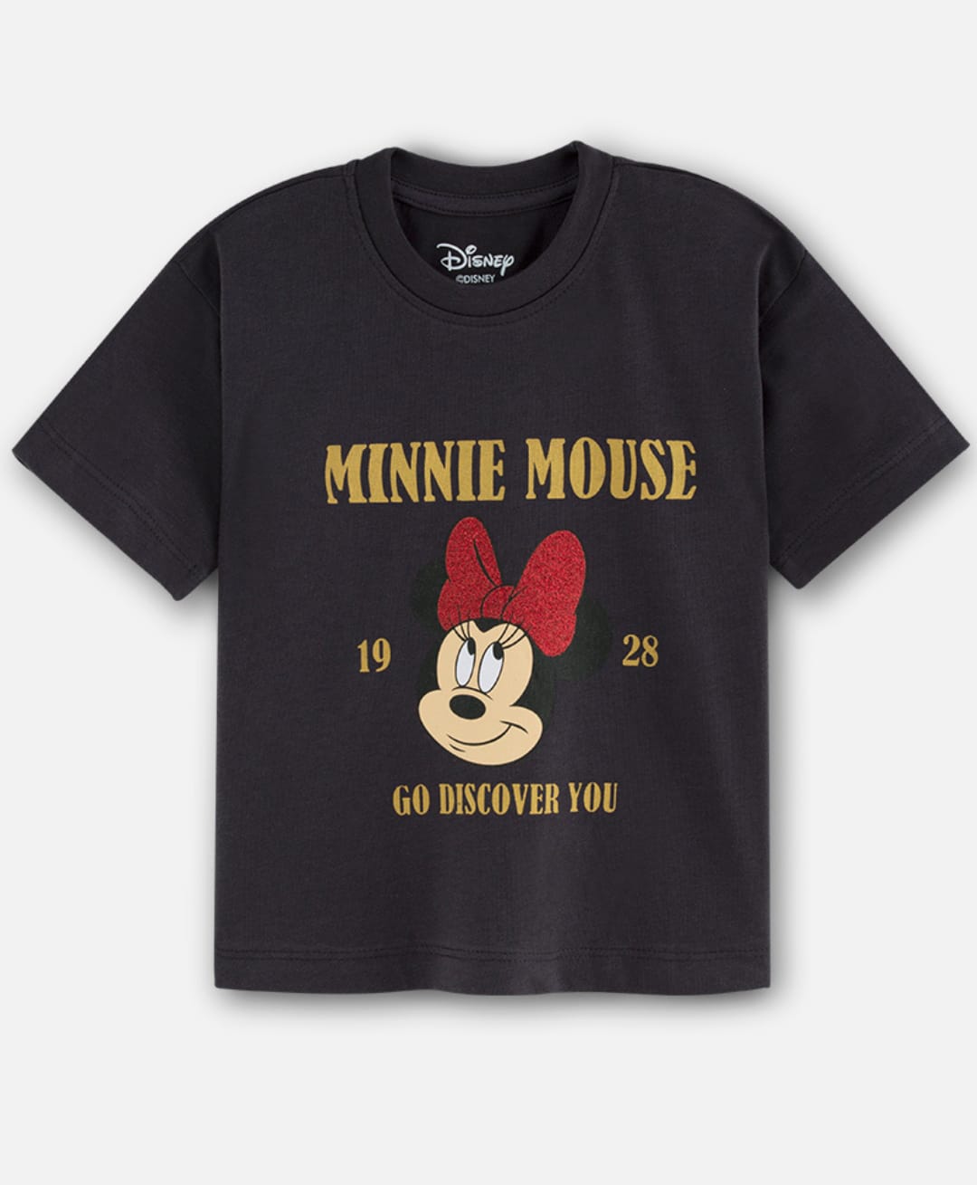 Nap Chief Cotton Knit Mickey & Friends Featuring Half Sleeves Minnie Mouse Printed Boxy Fit Tee - Charcoal Grey-picture-28