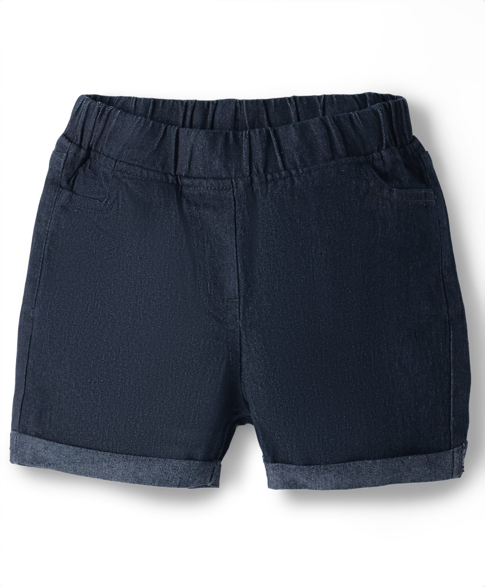 kookie kids india Kookie Kids Solid Color Denim Rollup Shorts with Elasticated Waist - Black-picture-28