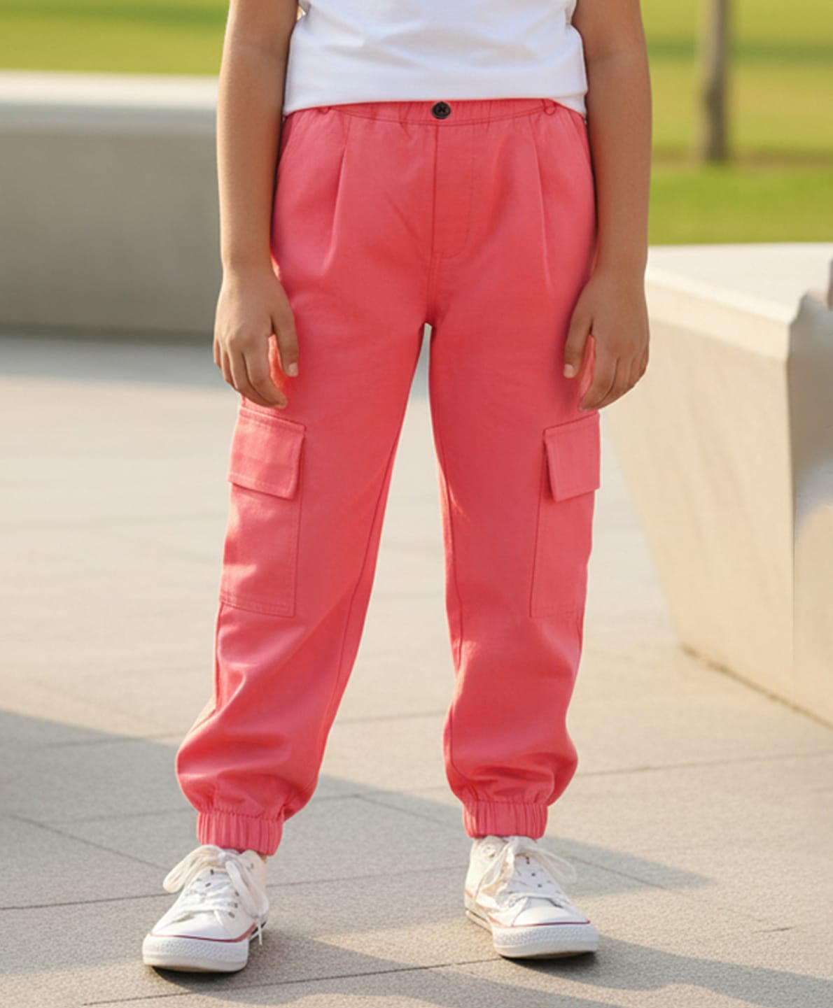 Cutiekins Woven Solid Cargo Pants - Coral-picture-10