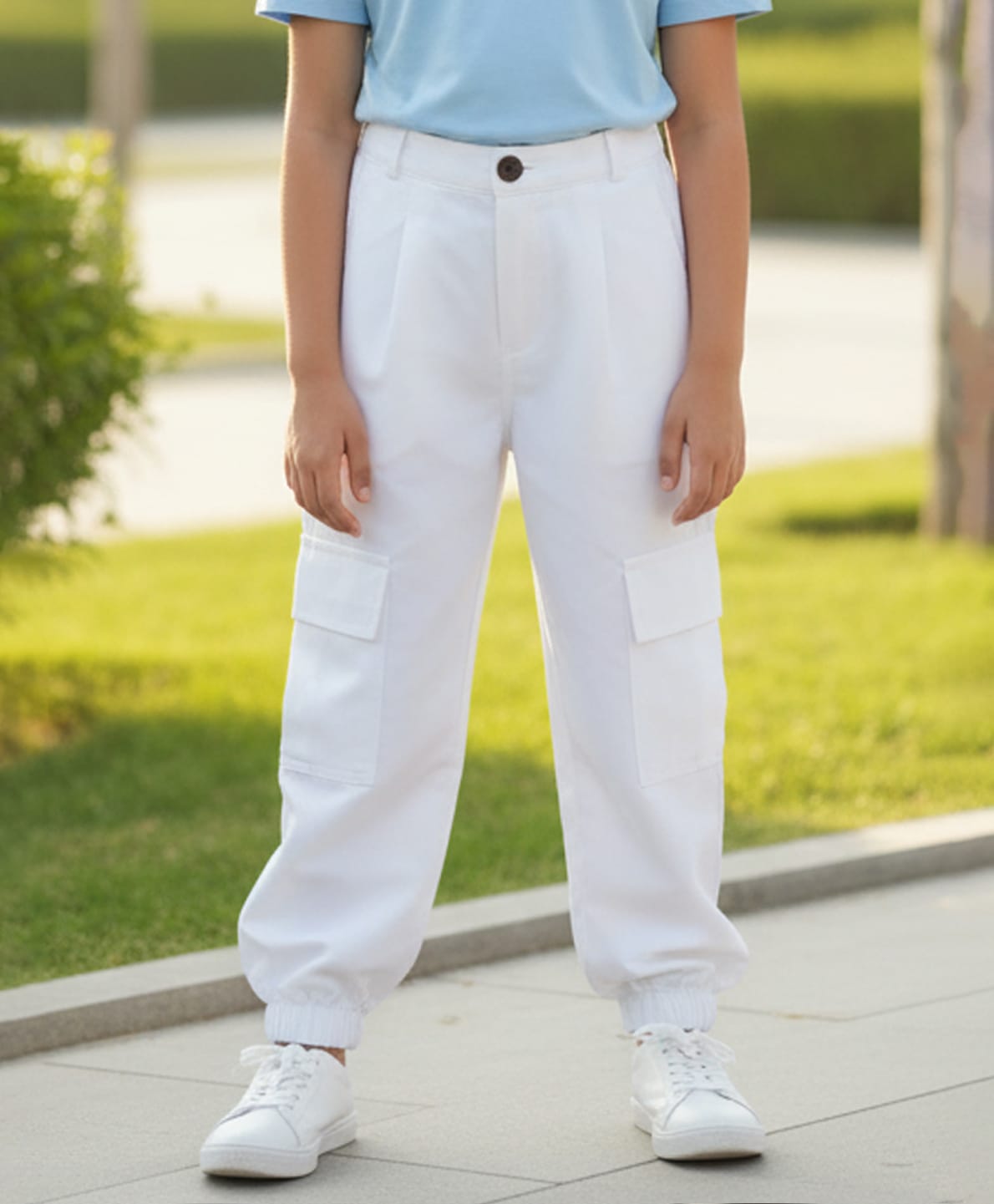Cutiekins Woven Solid Cargo Pants - White-picture-22