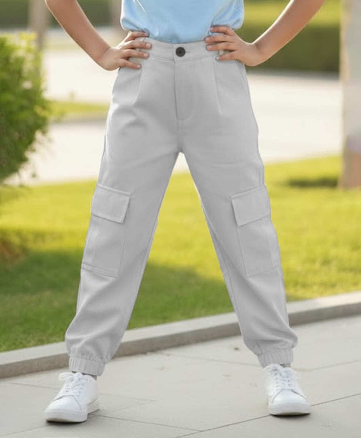 Cutiekins Woven Solid Cargo Pants - Light Grey-picture-24