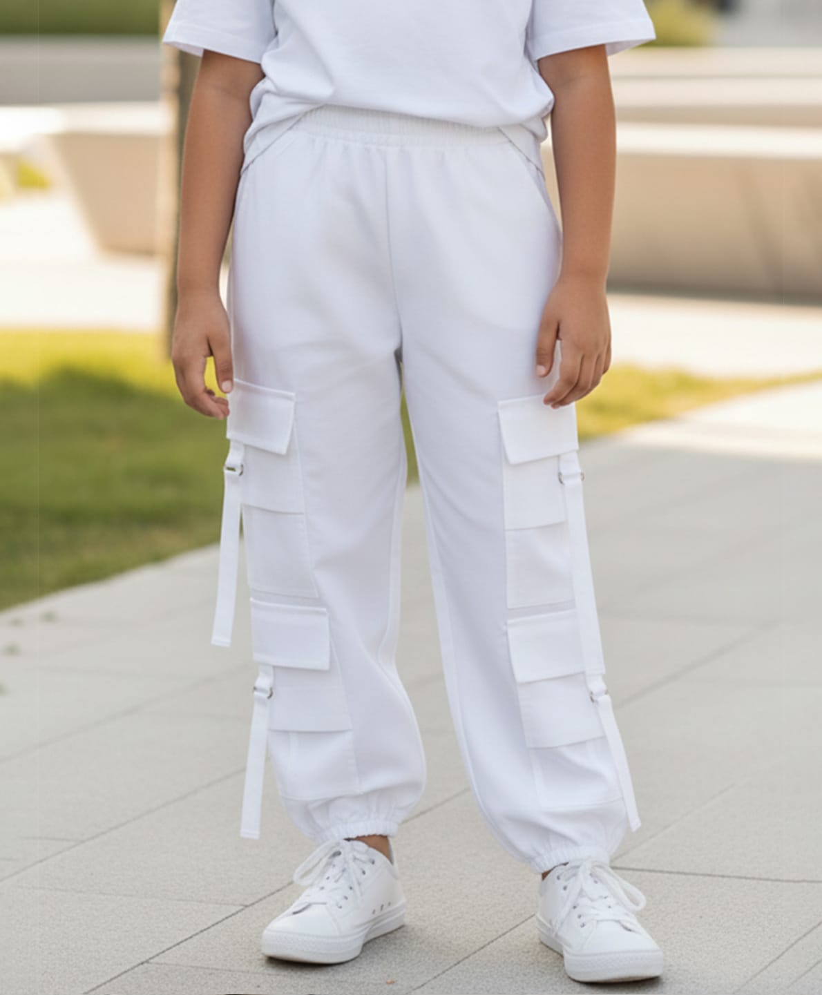 Cutiekins Woven Solid Cargo Pants - White-picture-13