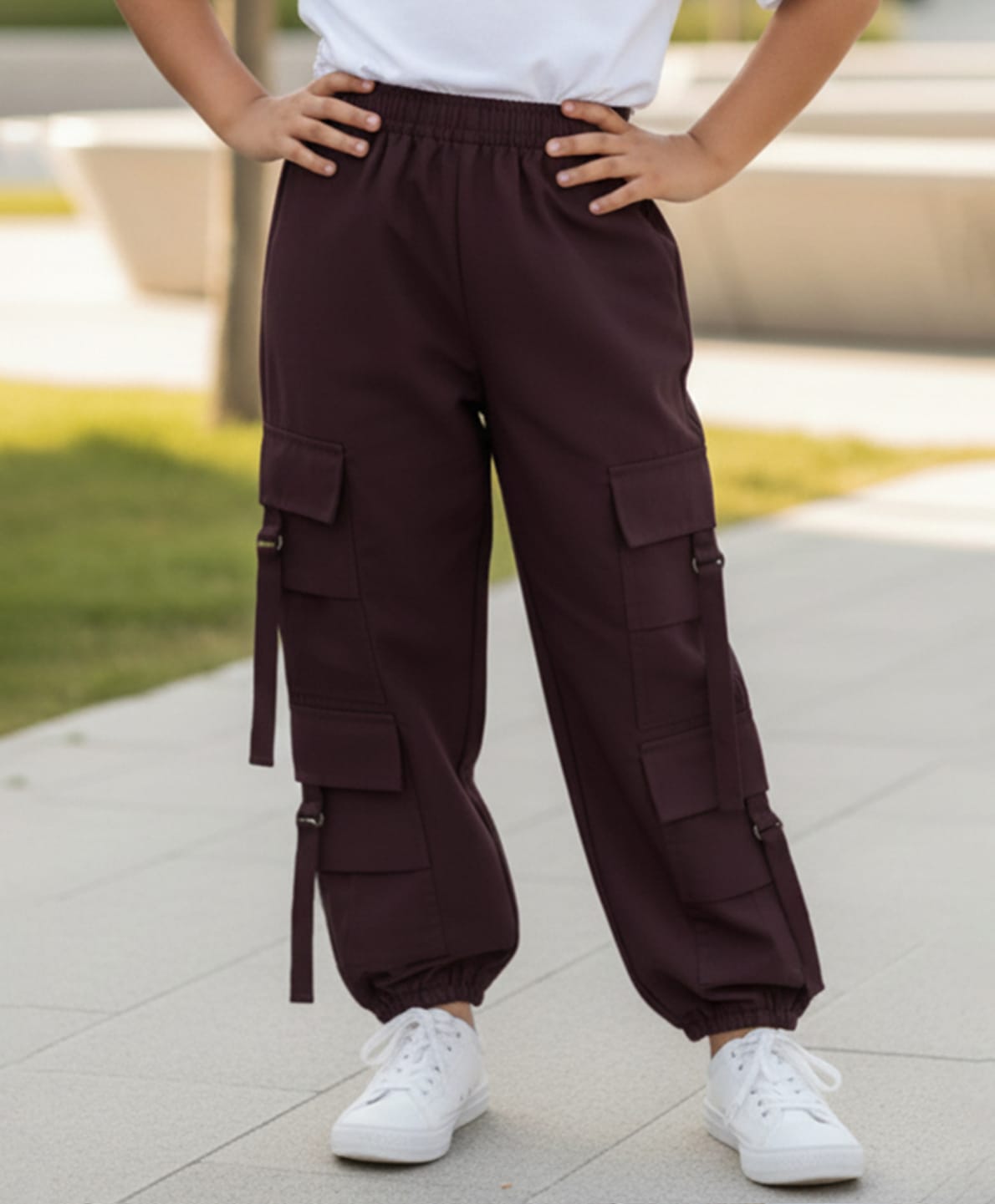 Cutiekins Woven Solid Cargo Pants - Coffee Brown-picture-15