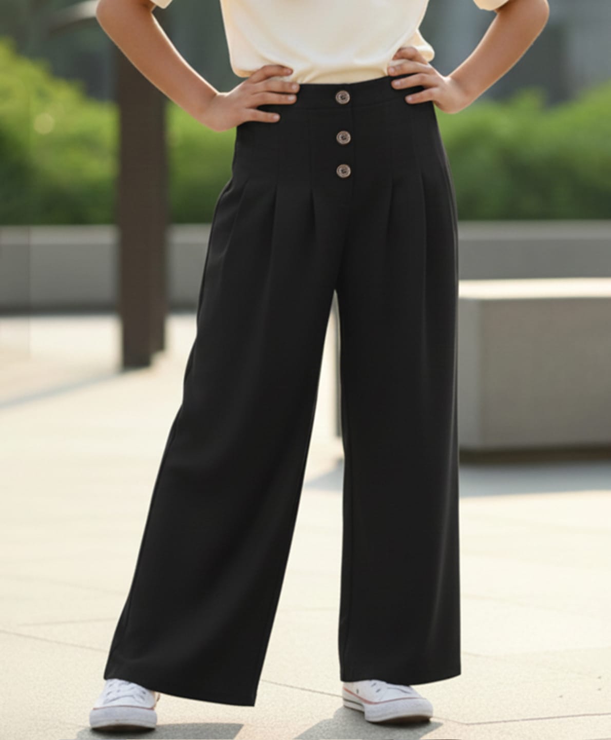 Cutiekins Cotton Linen Woven Solid Trousers - Black-picture-22
