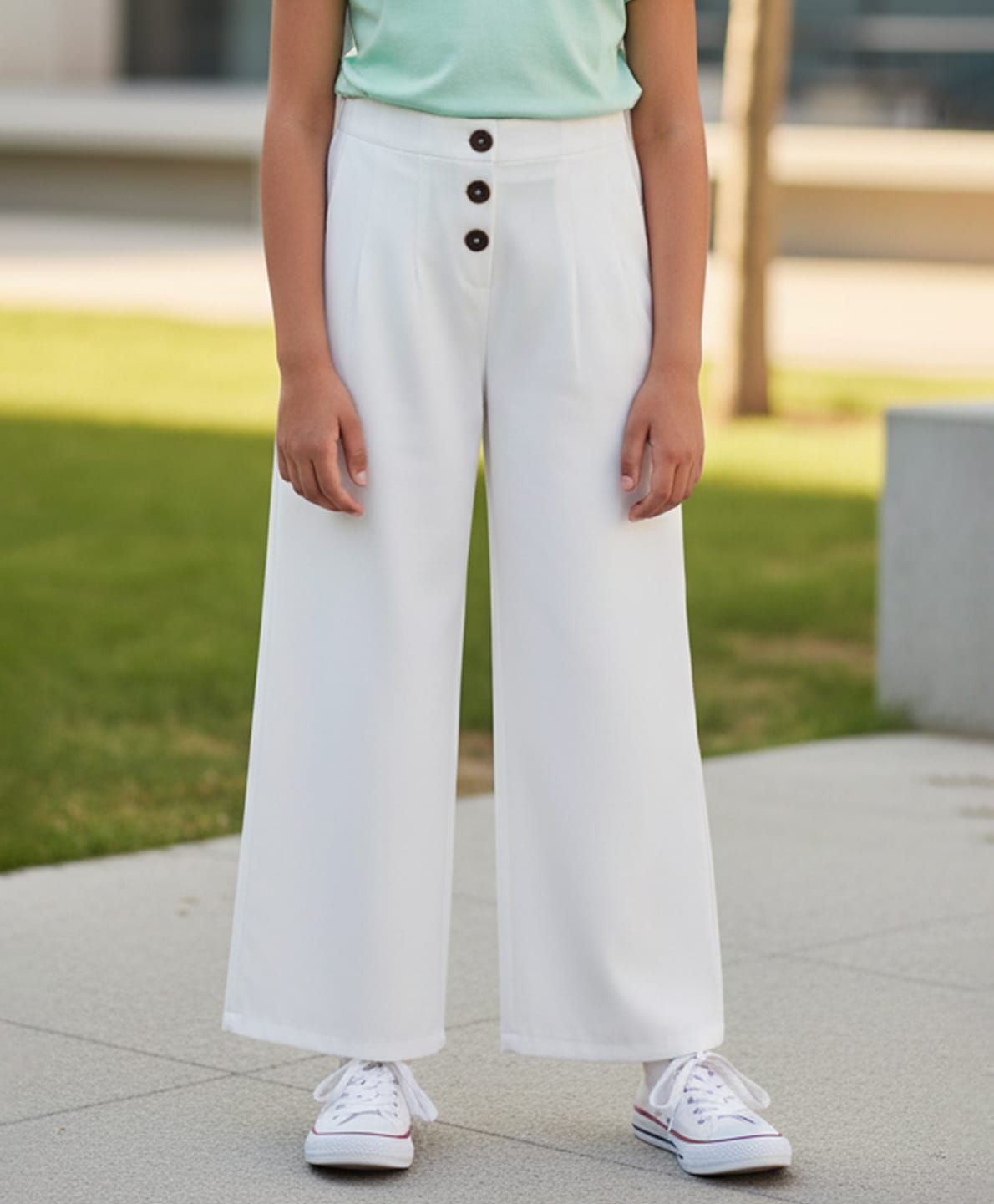Cutiekins Cotton Linen Woven Solid Trousers - White-picture-18