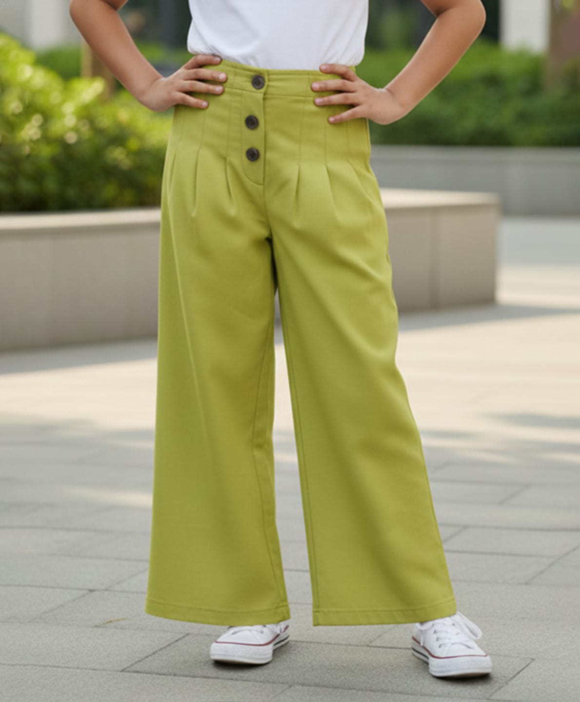 Cutiekins Cotton Linen Woven Solid Trousers - Pista Green-picture-25
