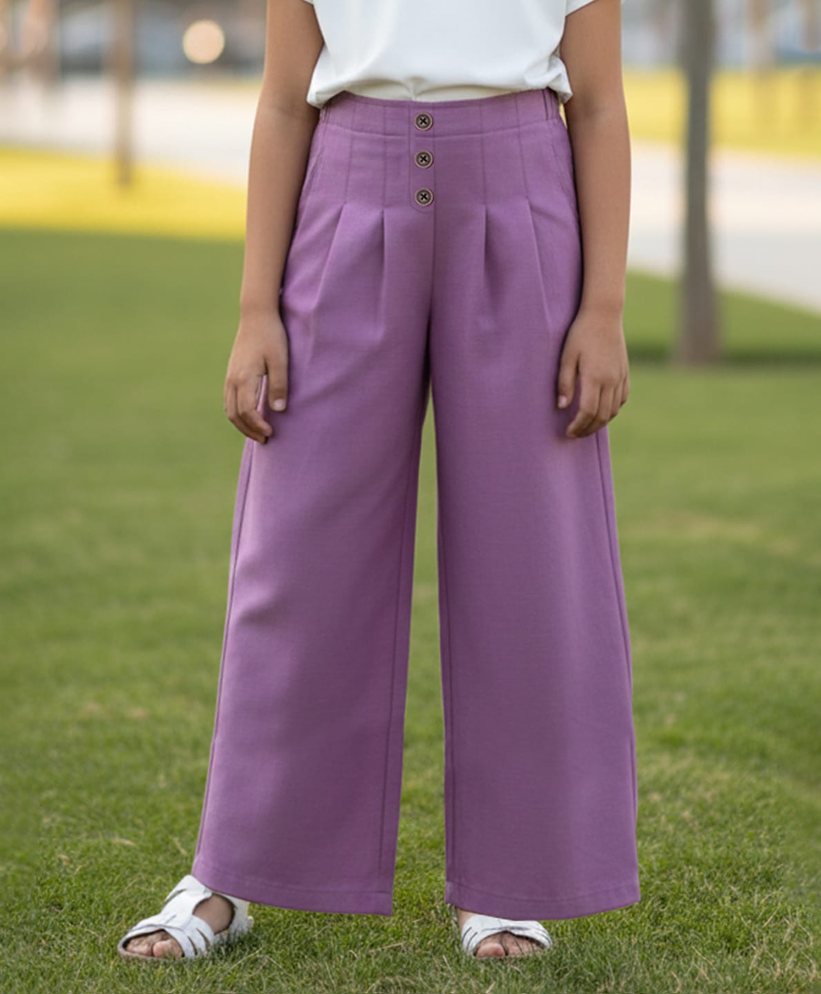 Cutiekins Cotton Linen Woven Solid Trousers - Mauve-picture-19