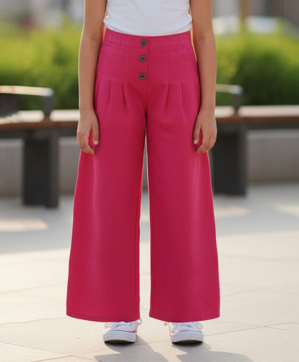 Cutiekins Cotton Linen Woven Solid Trousers - Rani Pink-picture-11