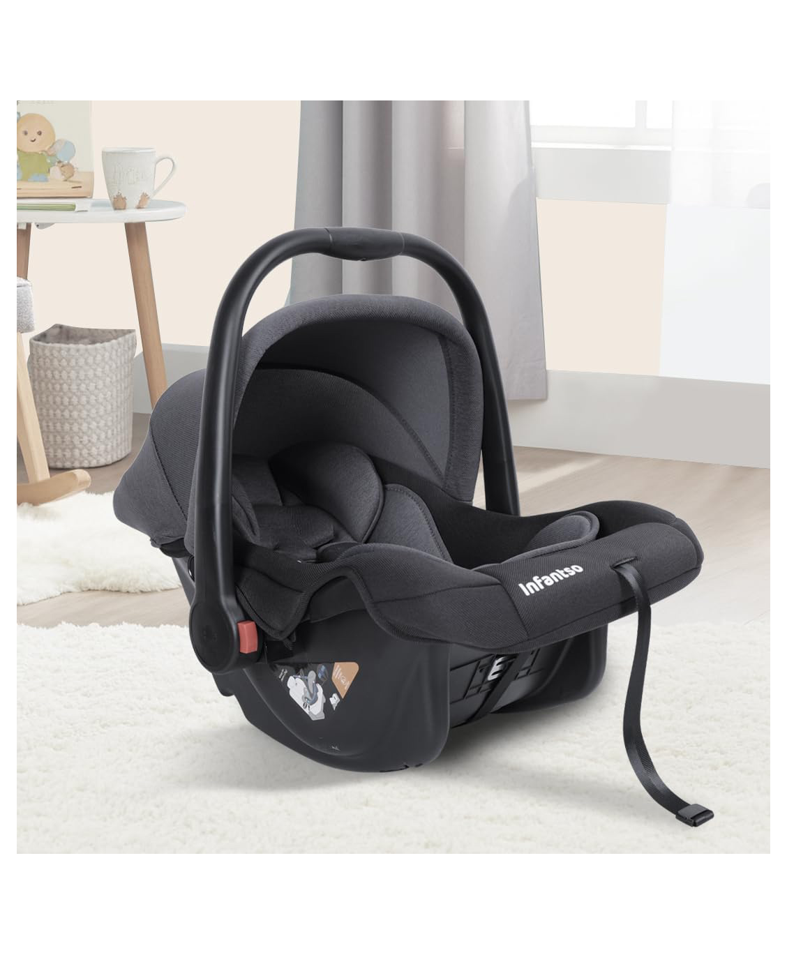 Infantso 4-in-1 Baby Carry Cot, Seat, Feeding Chair & Rocker for Infantso Babies -Grey