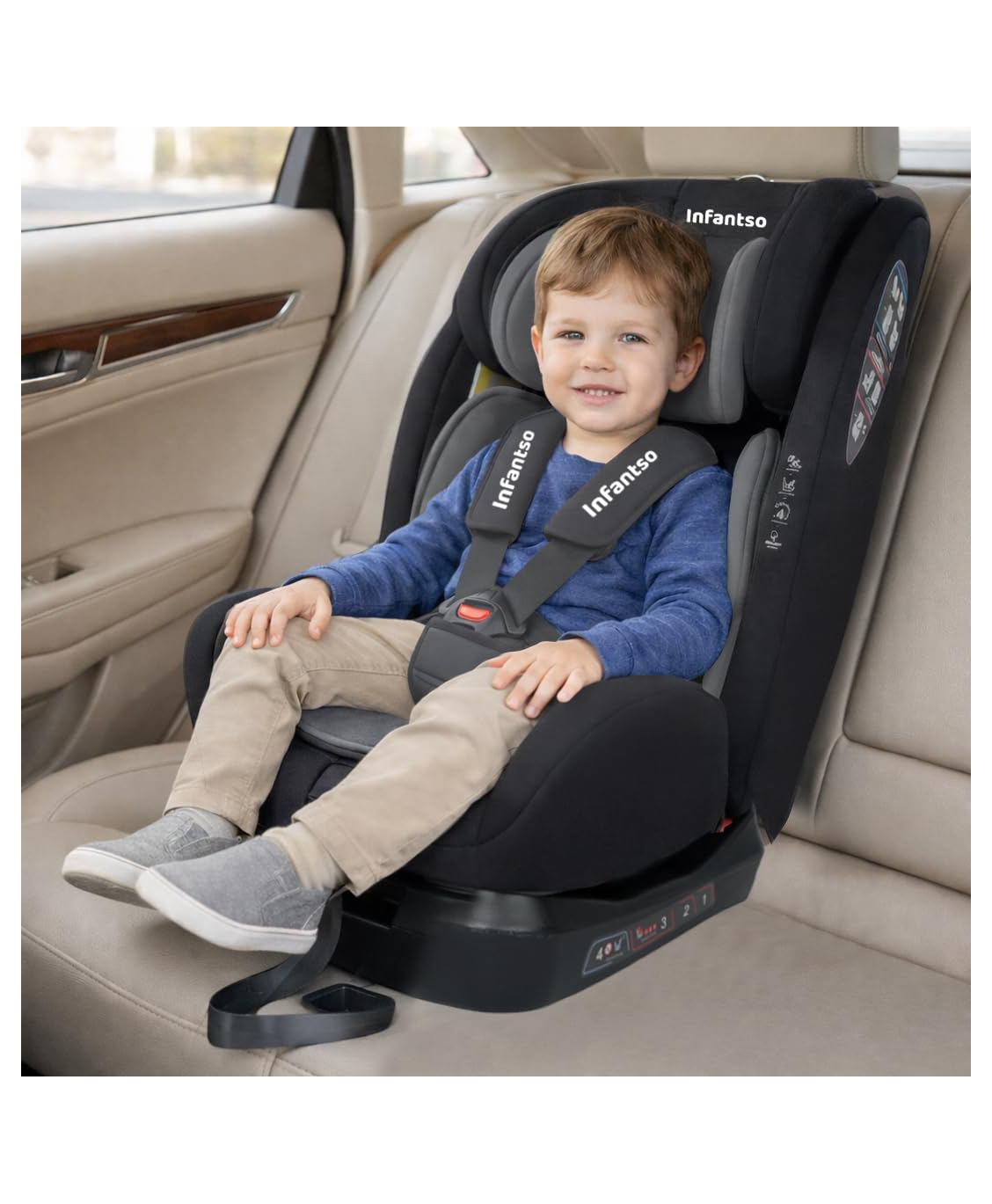 Infantso Cruise-ON Recliner Baby Car Seat with 3-Point Safety Harness -Grey-image-47