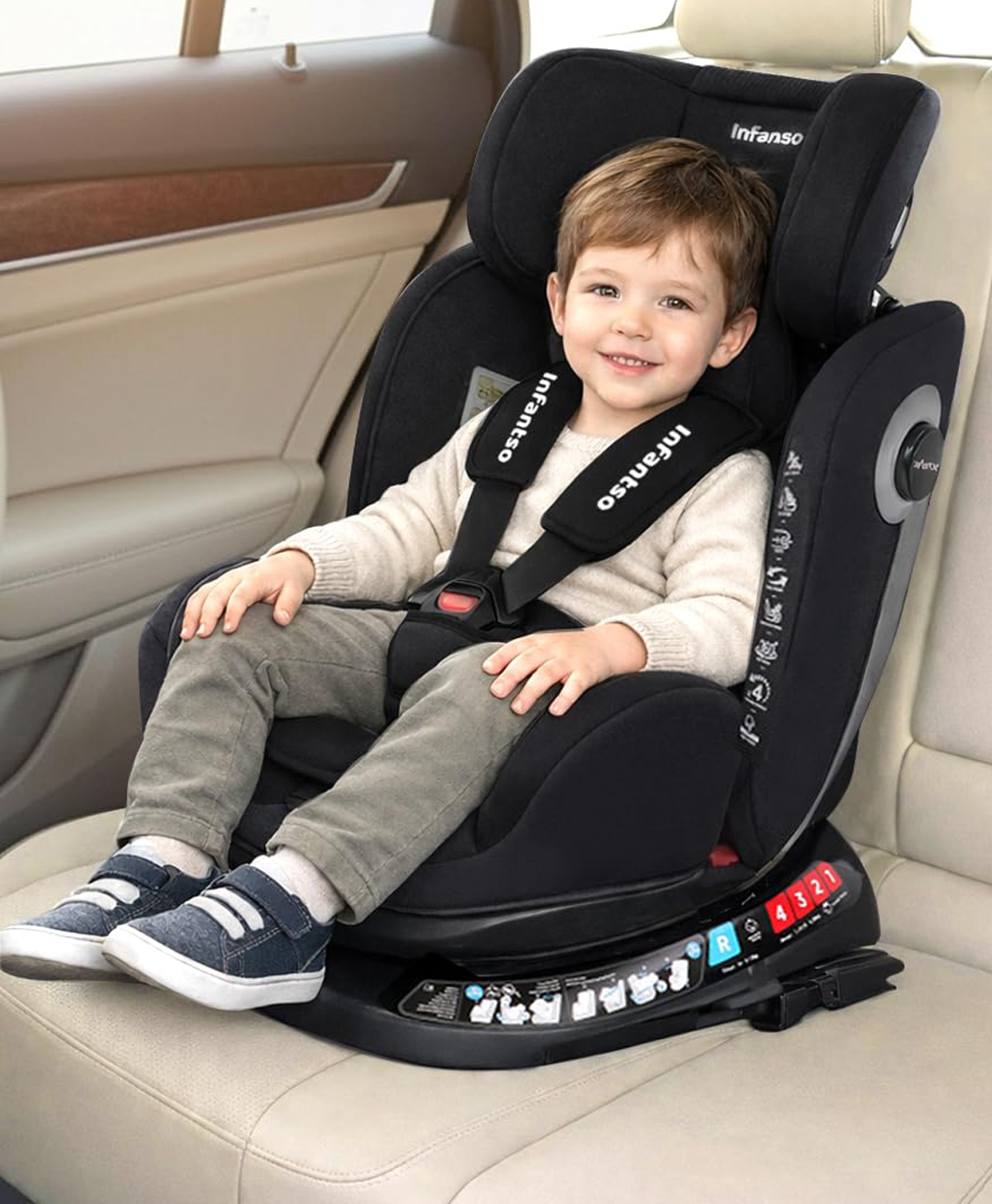 Infantso RIDE-ON - ISOFIX 360° Rotating Recliner Baby Car Seat with 3-Point Safety Harness -Black-image-26