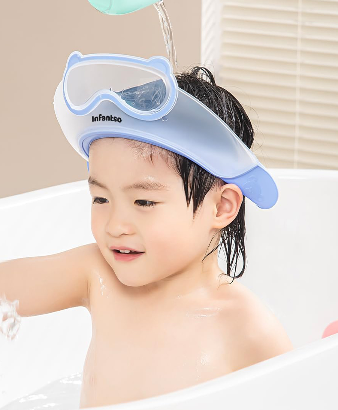 Infantso TEAR-FREE Baby Shower Cap for Kids-Blue-image-9