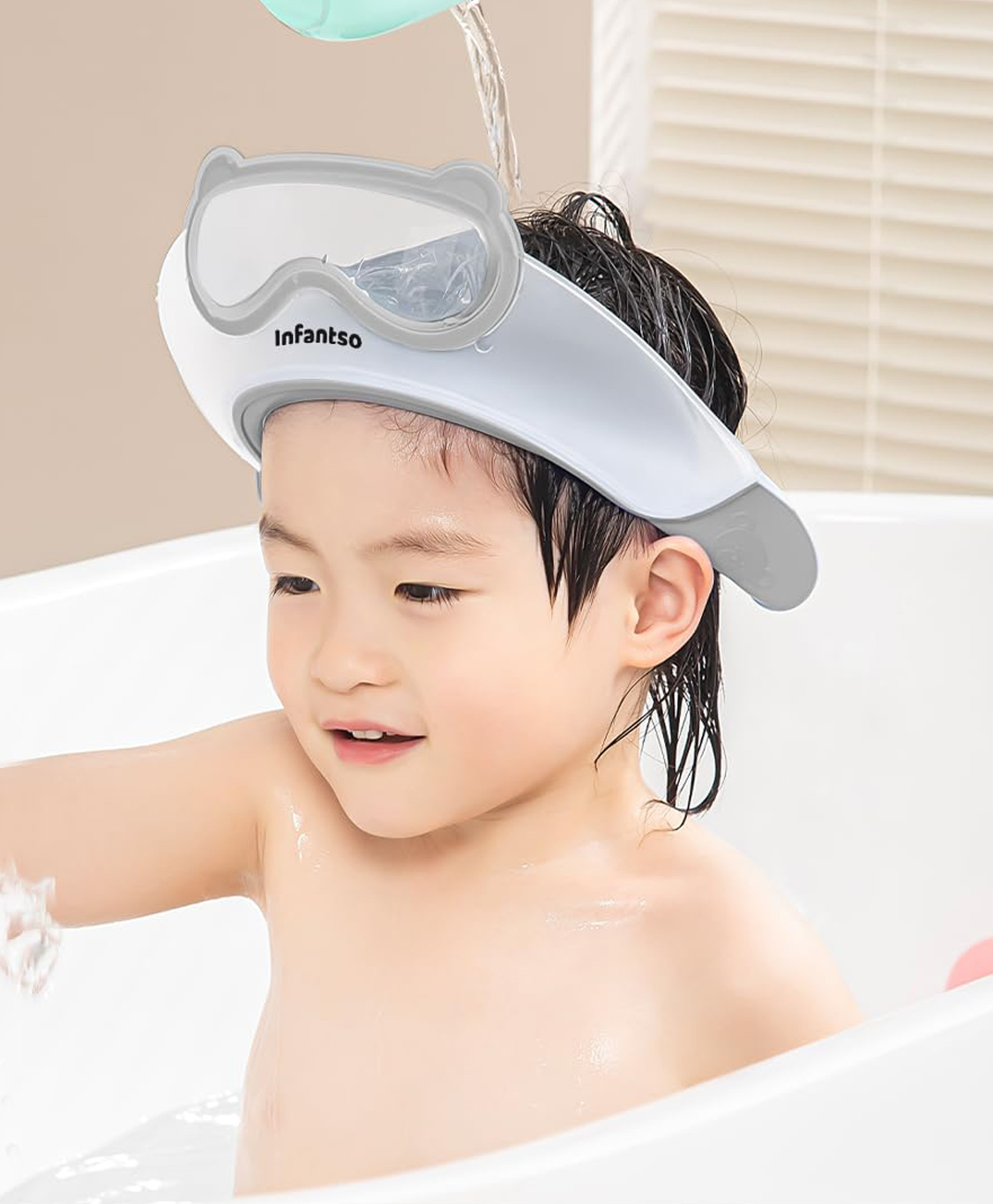 Infantso TEAR-FREE Baby Shower Cap for Kids-Grey-picture-28