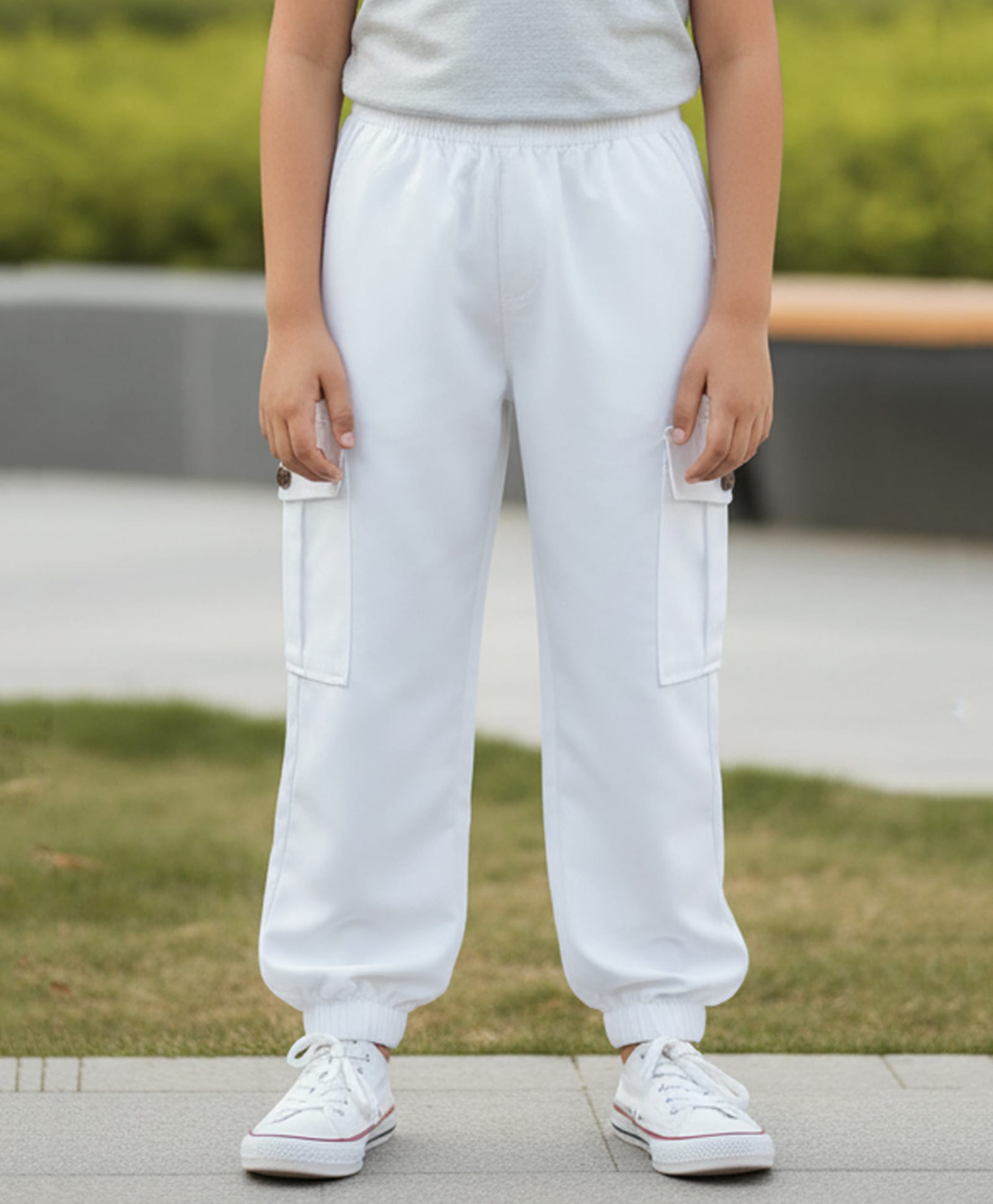 Cutiekins Woven Solid Cargo Pant - White-picture-31
