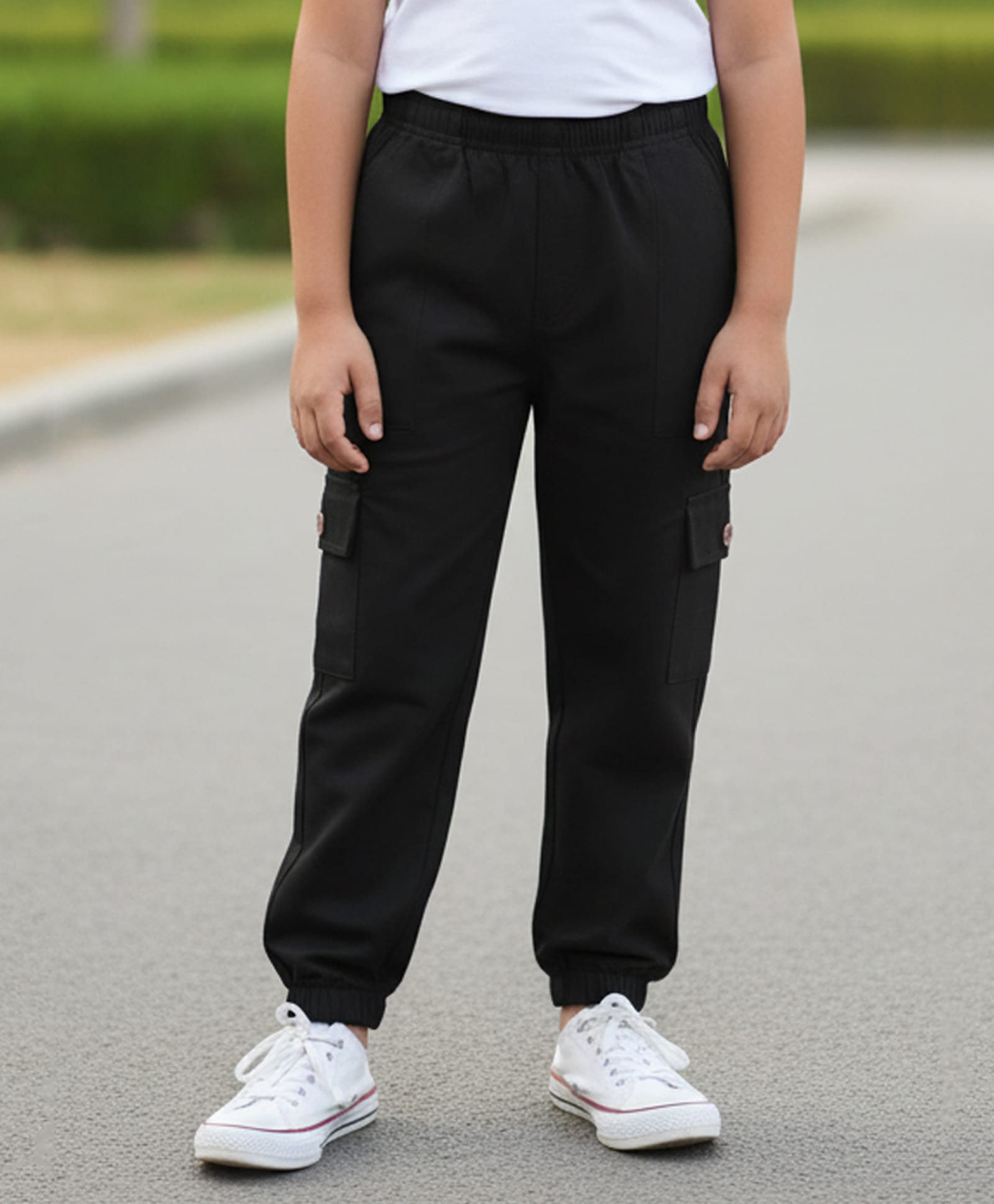 Cutiekins Woven Solid Cargo Pant - Black-picture-14