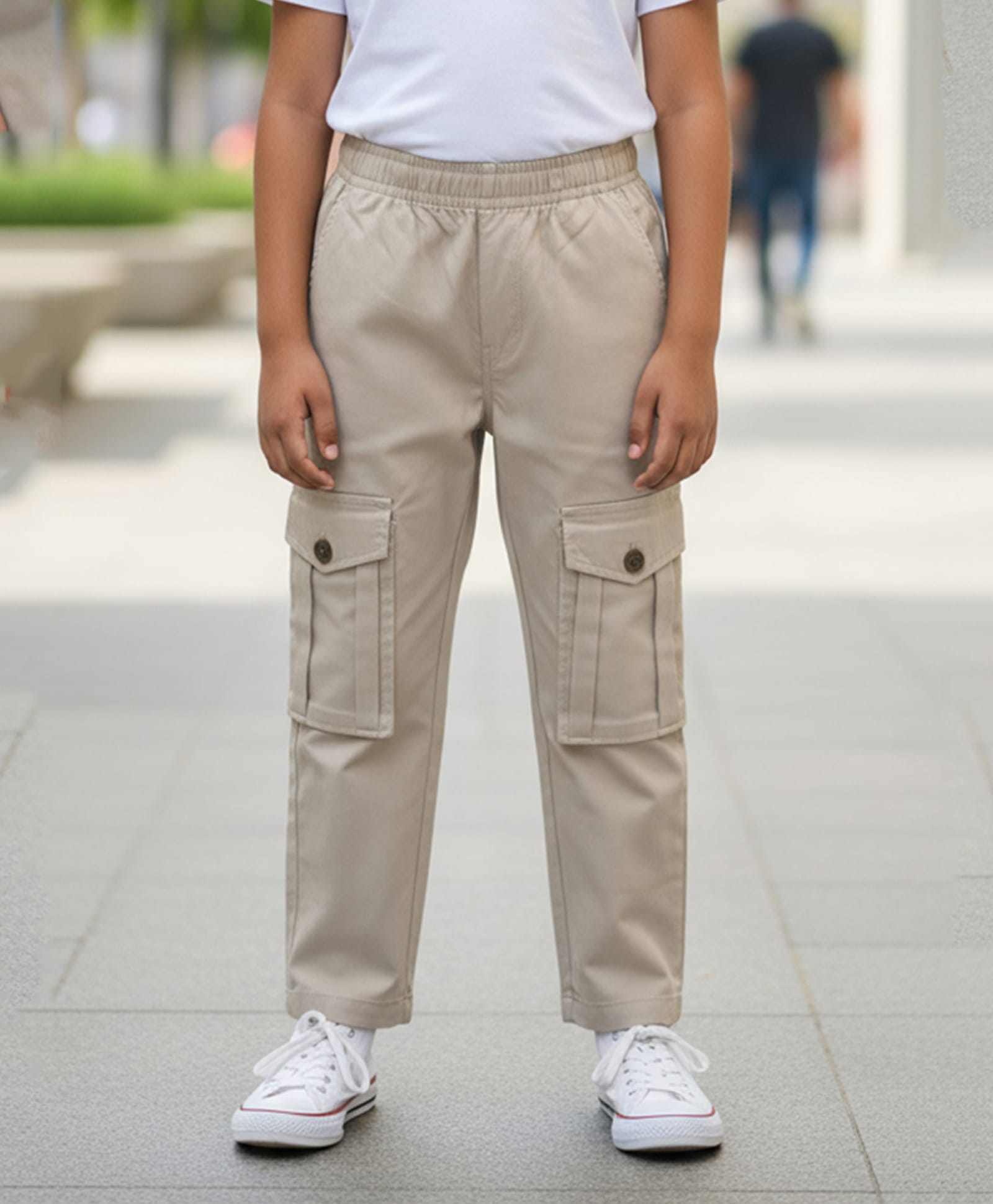 Cutiekins Woven Solid Cargo Pant - Beige-picture-28