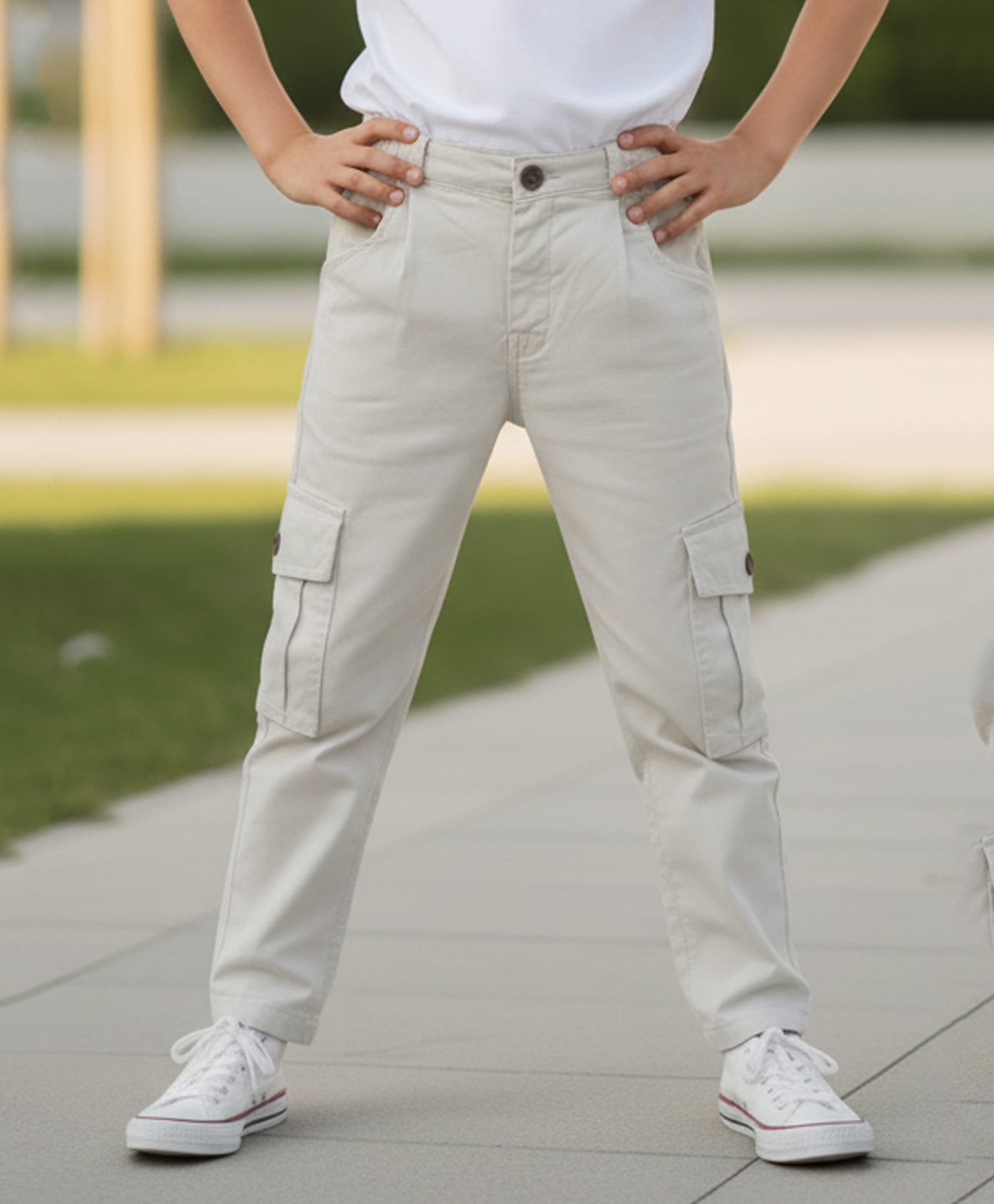 Cutiekins Woven Solid Cargo Pant - Grey