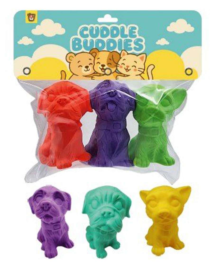 KiddyBuddy Cuddle Buddile Puppy Shaped Squeeze Bath Toys Pack of 3 - Multicolour-image-5
