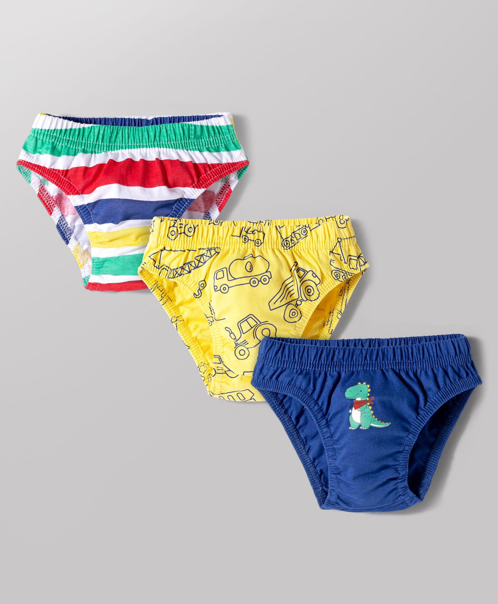 Babyhug 100% Cotton Single Jersey Knit Antibacterial Briefs With Car & Dino Print Pack of 3 - Multicolor-image-40