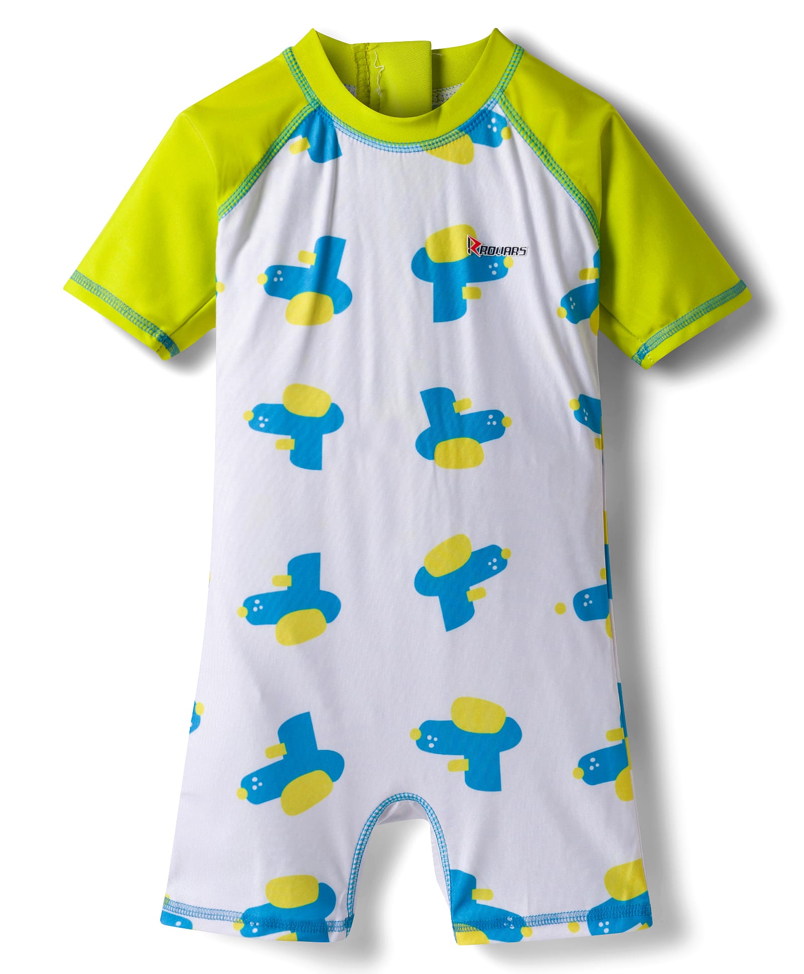 ROVARS Half Raglan Sleeves Legged Swimsuit With Gun Print - White-picture-26