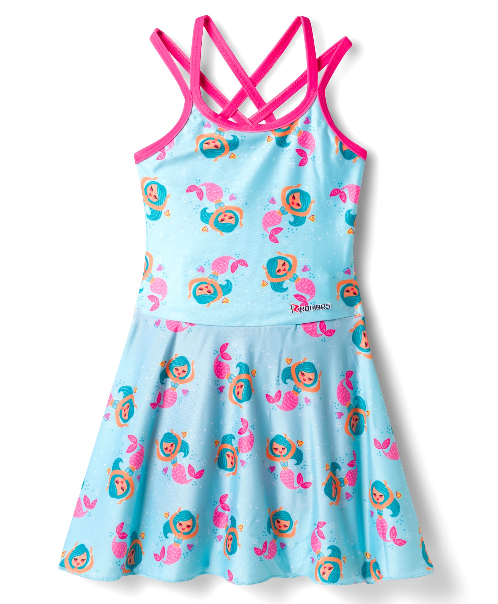 ROVARS Half Raglan Sleeves Frock Swimsuit With Mermaid Print - Sea Green-picture-11