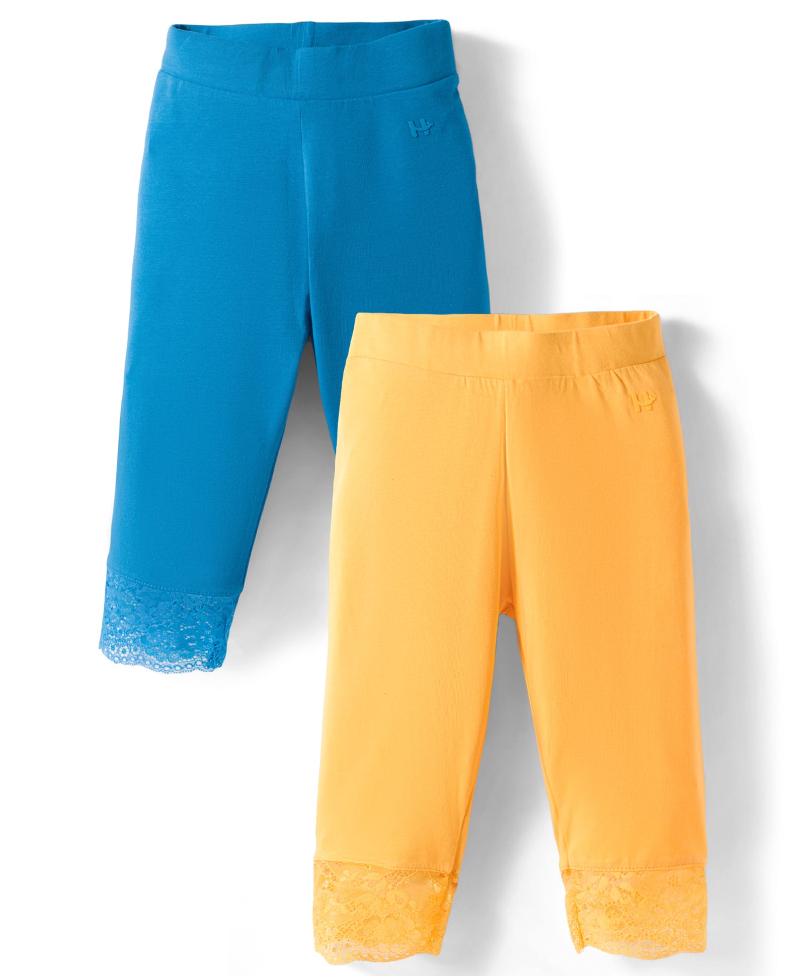 Honeyhap Premium Cotton Elastane Knit Three Forth Length Solid Leggings With Bio Finish Pack of 2 - Powder Blue & Pumeria-image-33