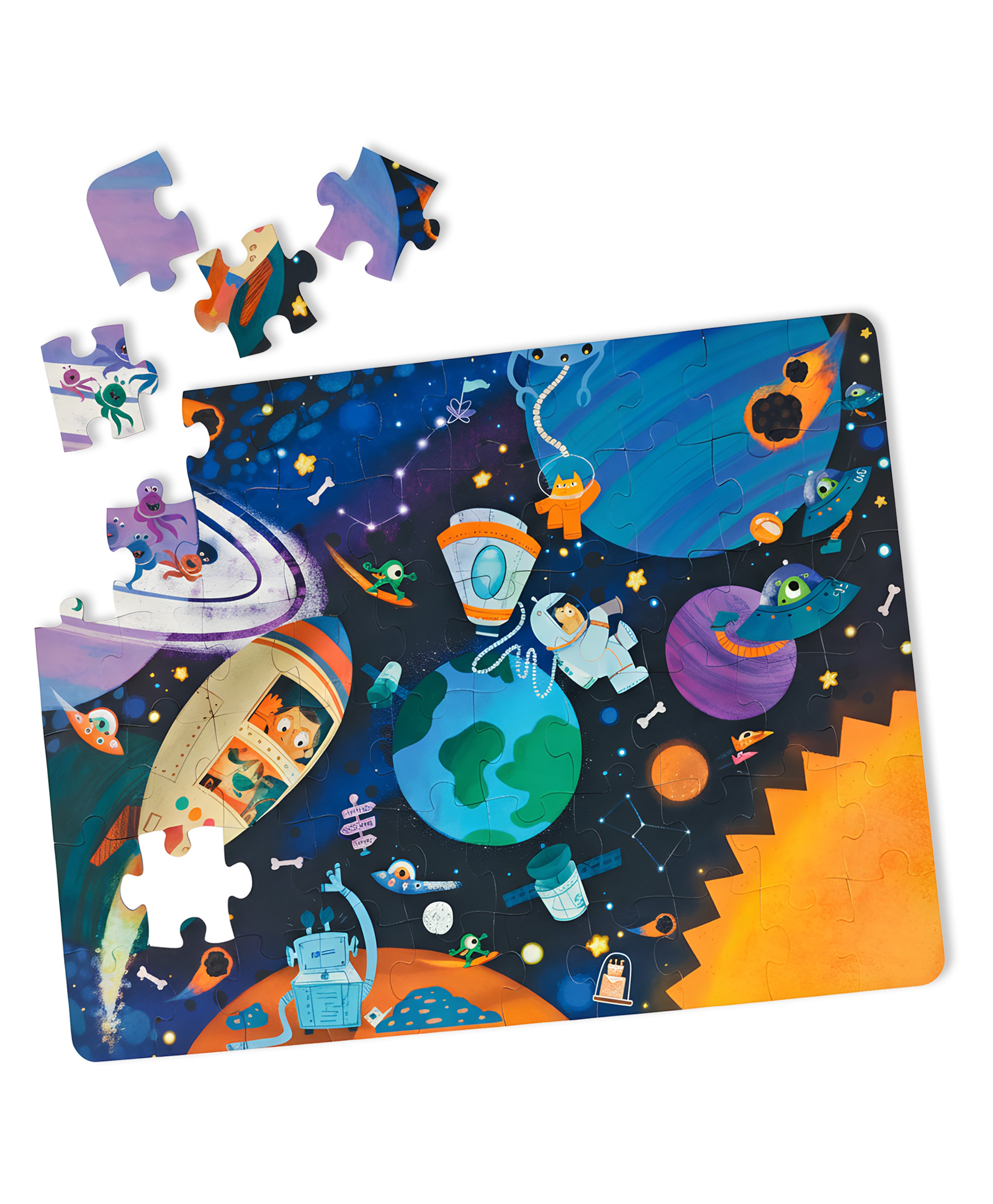 The Curious Bees - Seek & Spot Puzzle & Game - Space Jigsaw Puzzle | 60 Pieces + 10 Seek Cards | Gifts for Boys and Girls Ages 4-8 | BIS Approved | Made in India-image-43