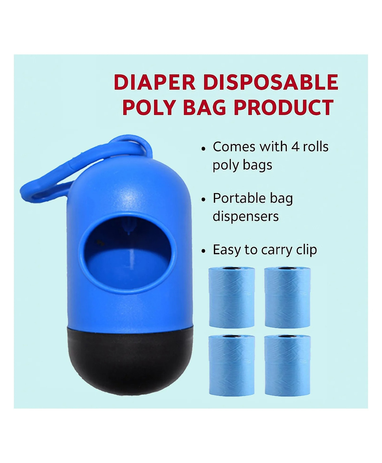 MIHAR ESSENTIALS Portable Diaper Disposal Bag Dispenser With 4 Garbage Bag Rolls - Blue-picture-27