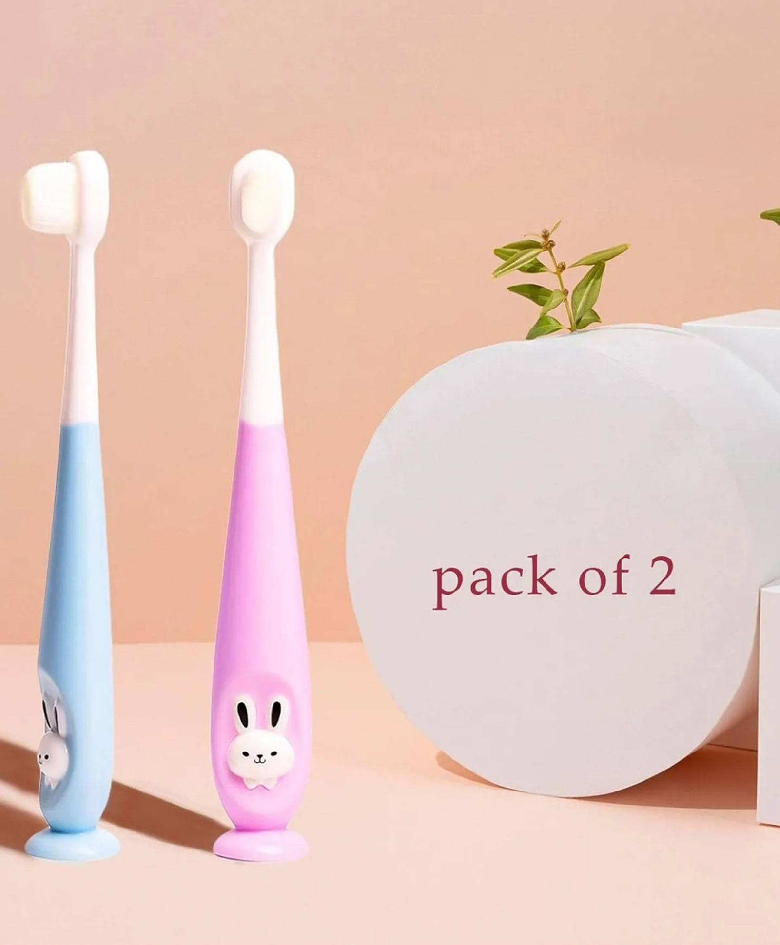 MIHAR ESSENTIALS Baby Toothbrush I Supersoft Bristles & Suction Cup Base Tooth Brush for Kids/Babies/Toddlers - Pink & Blue (Pack of 2)-picture-37
