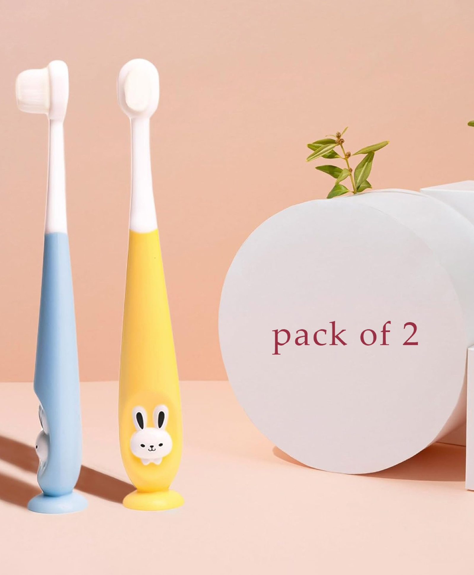 MIHAR ESSENTIALS Baby Toothbrush I Supersoft Bristles & Suction Cup Base Tooth Brush for Kids/Babies/Toddlers - Blue & Yellow (Pack of 2)-picture-39