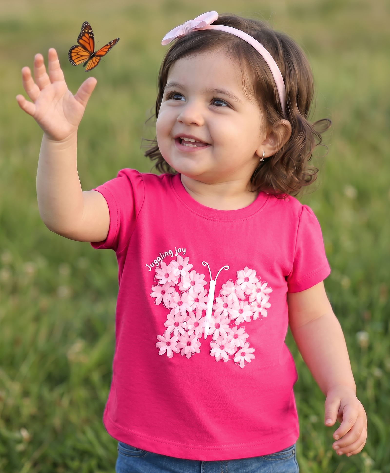 Babyoye Cotton Knit T-Shirts Placement Print Half Sleeves Pink 3-6 Months-image-14
