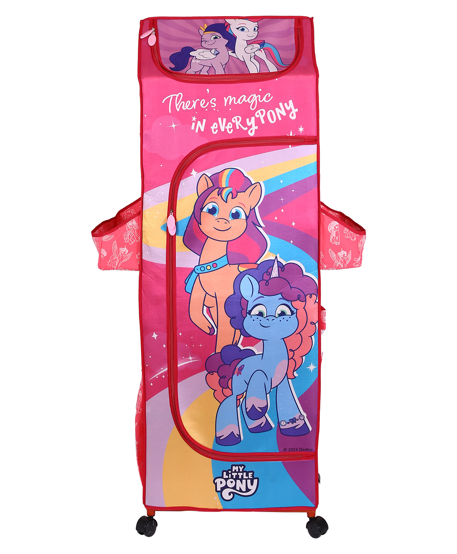 Kudos Kids My Little Pony Pink Plastic Wardrobe Rack with Removable Fabric Cover | 5-Shelf Baby Clothes & Toy Organizer | Lightweight Kids Plastic Almirah Storage Cabinet-image-37